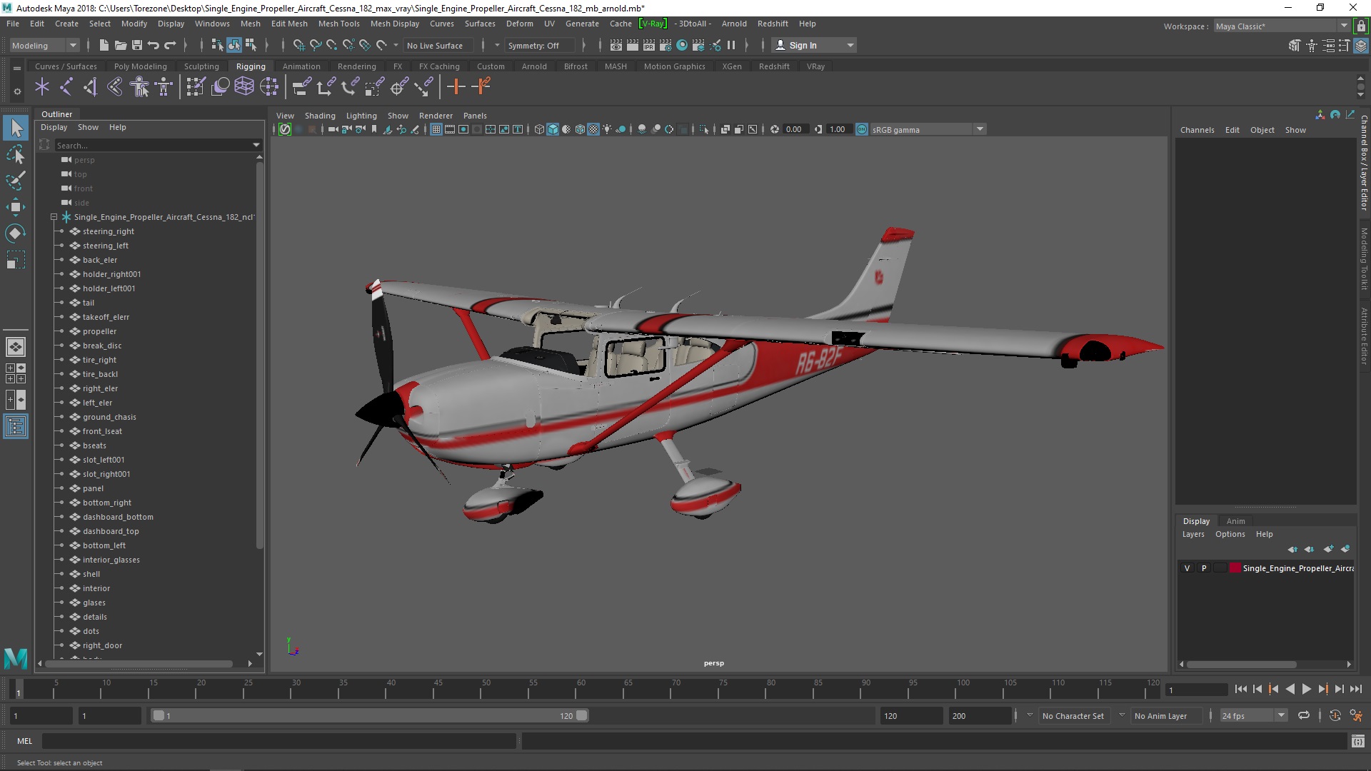 3D Single Engine Propeller Aircraft Cessna 182 model