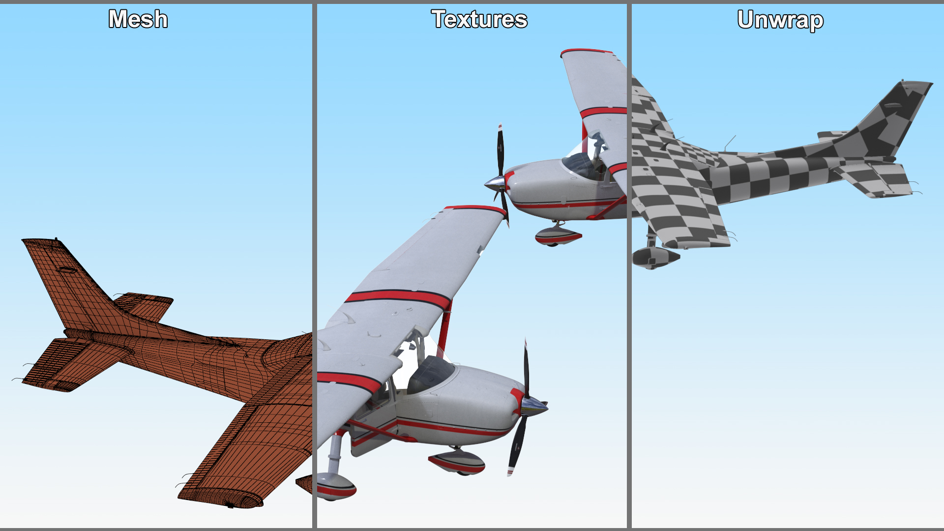 3D Single Engine Propeller Aircraft Cessna 182 model