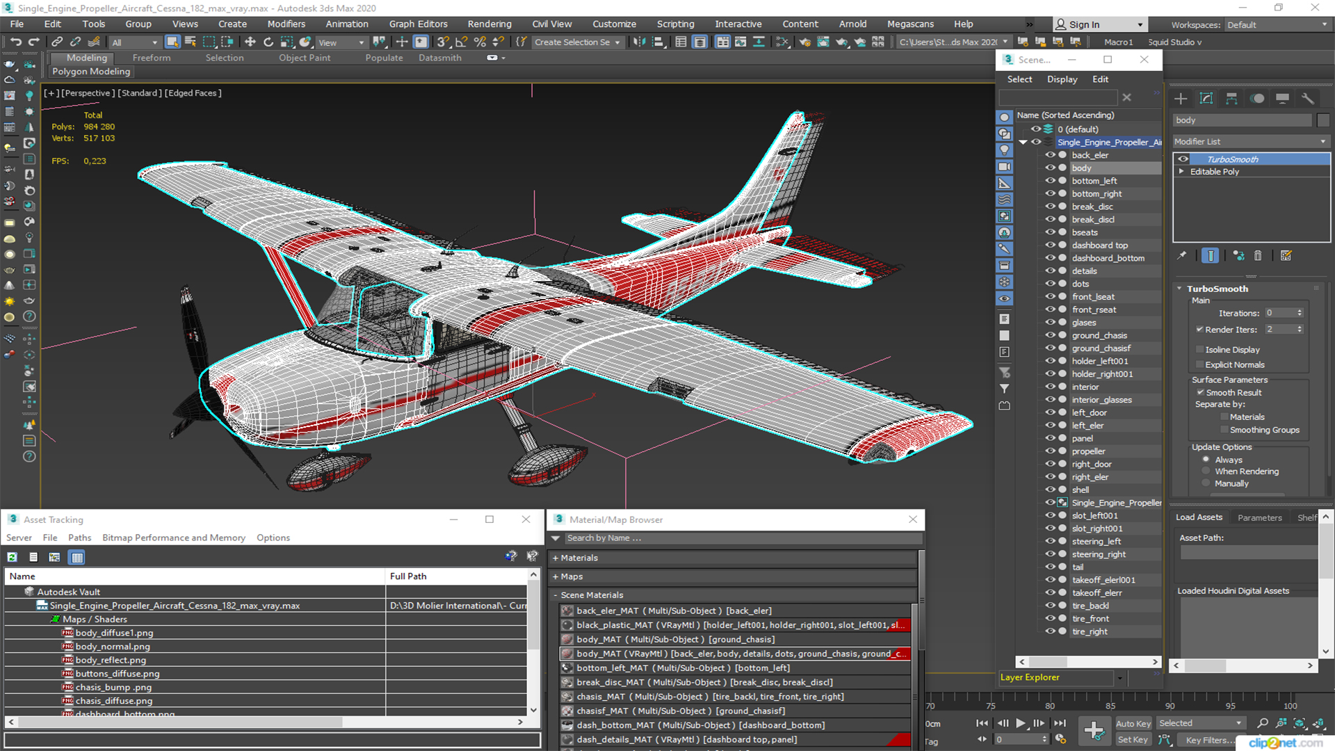 3D Single Engine Propeller Aircraft Cessna 182 model