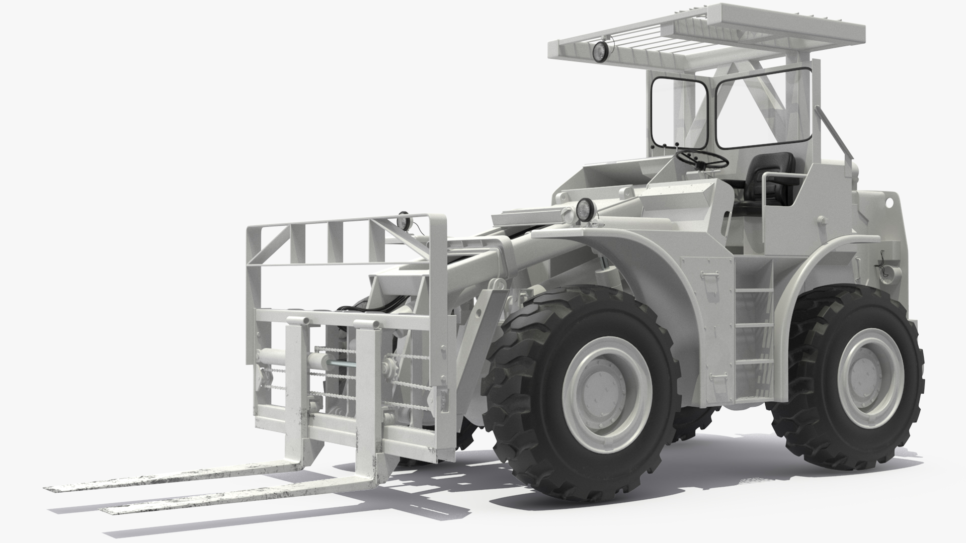 3D model Military Forklift White Rigged