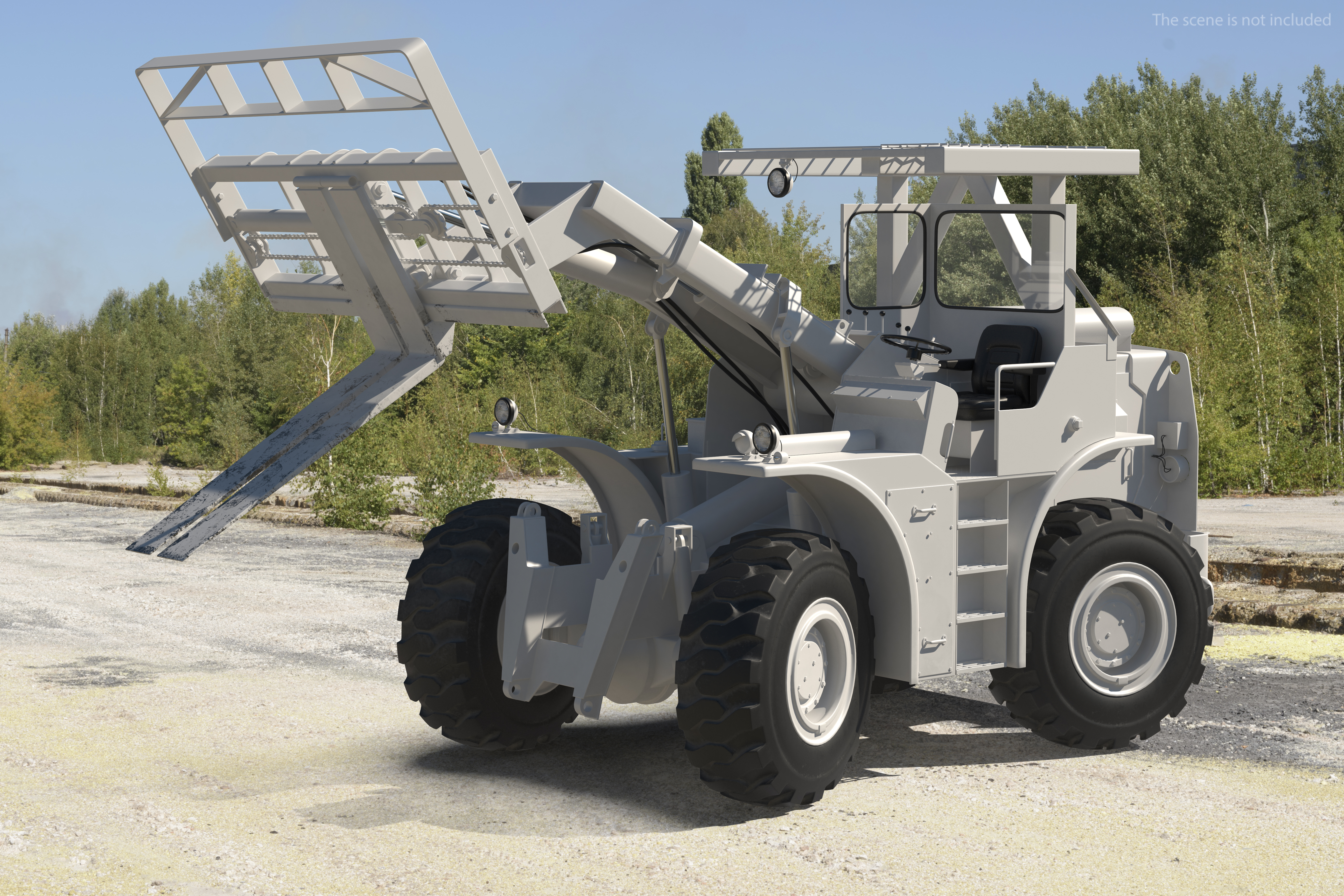 3D model Military Forklift White Rigged