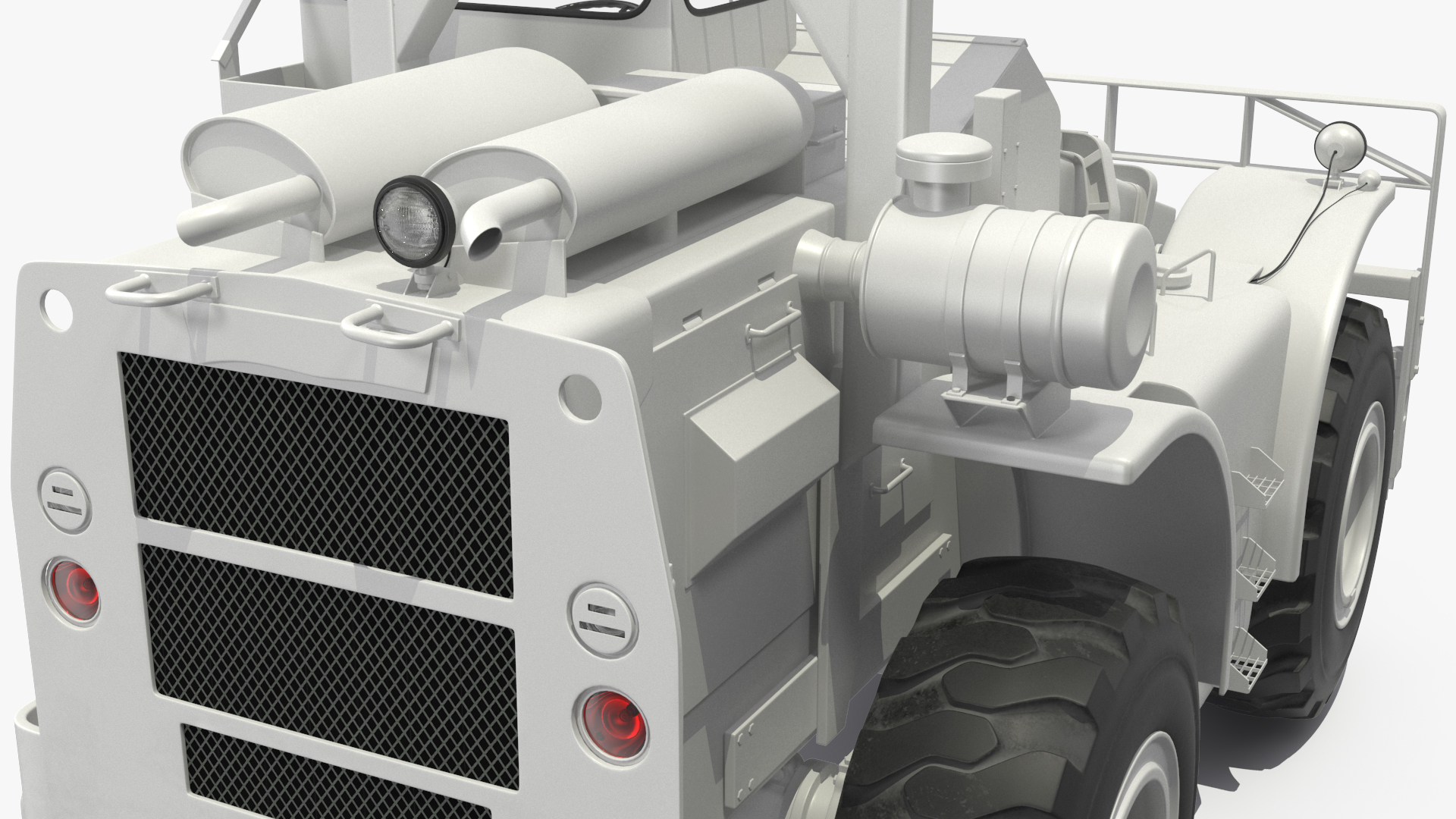 3D model Military Forklift White Rigged