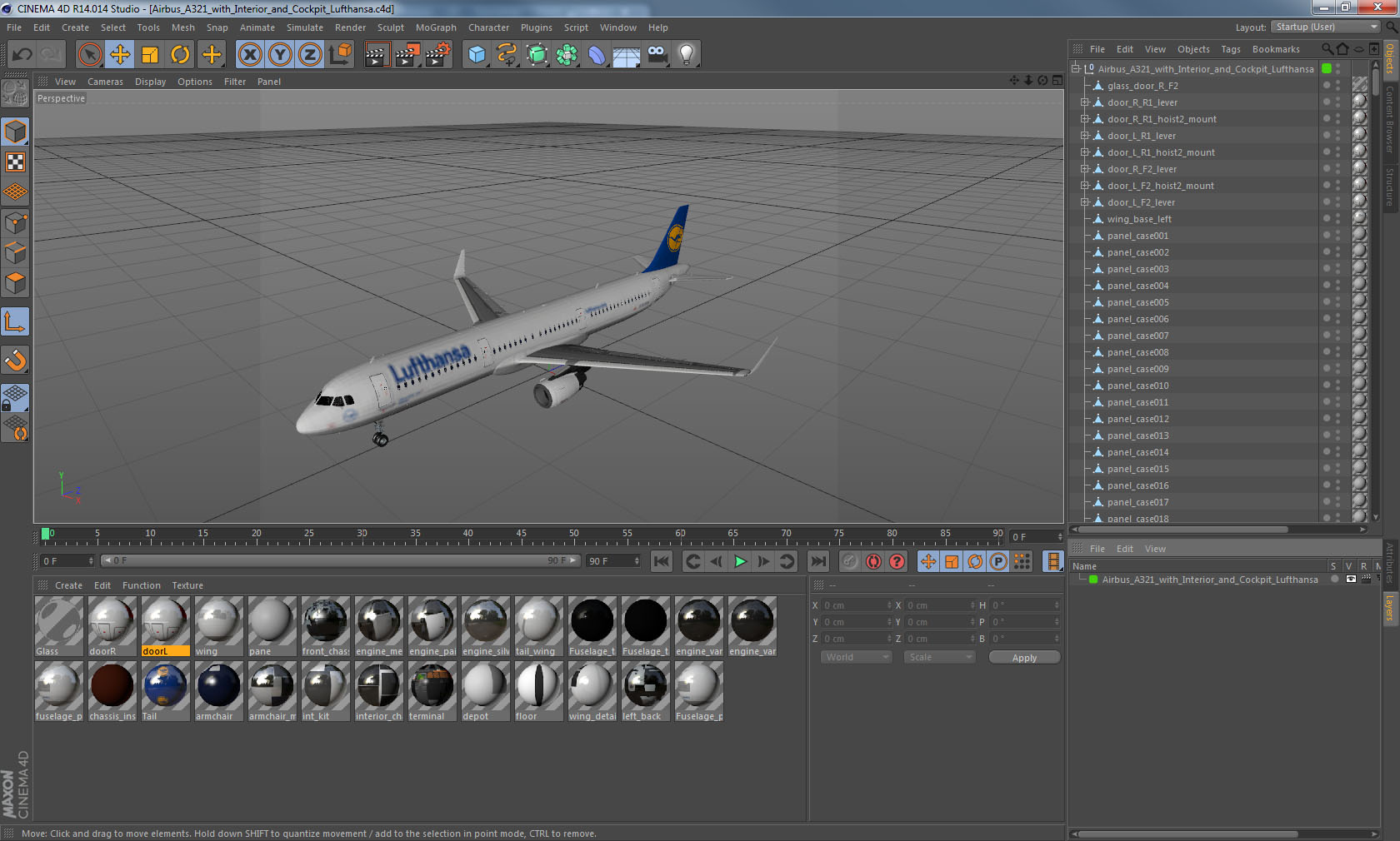 Airbus A321 with Interior and Cockpit Lufthansa 3D