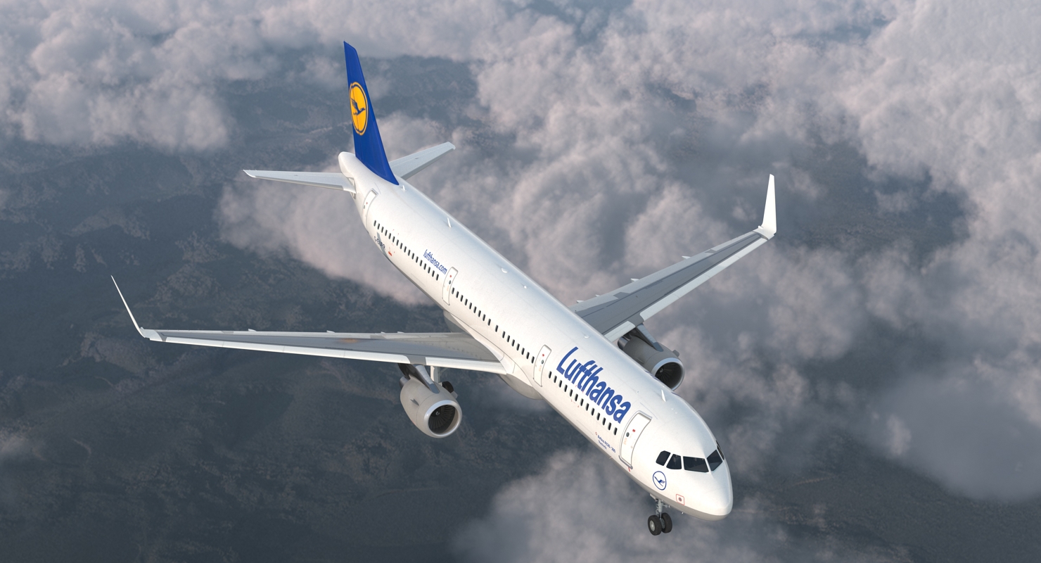 Airbus A321 with Interior and Cockpit Lufthansa 3D