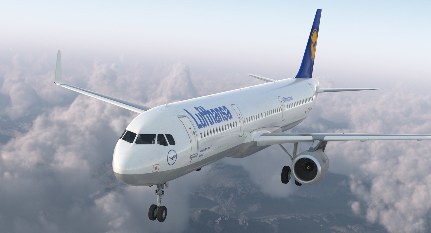 Airbus A321 with Interior and Cockpit Lufthansa 3D