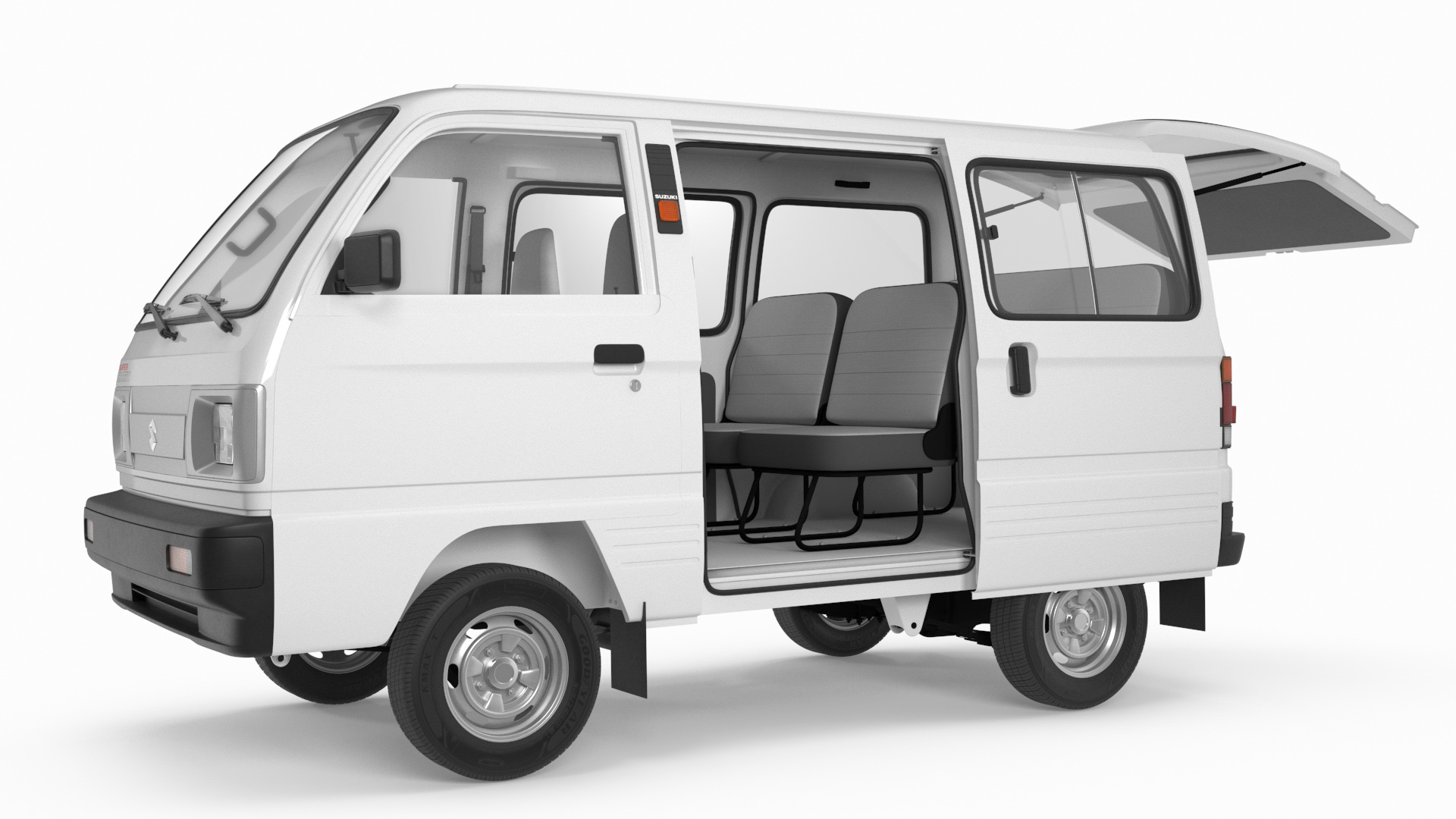 Suzuki Super Carry Passenger Van Rigged 3D model
