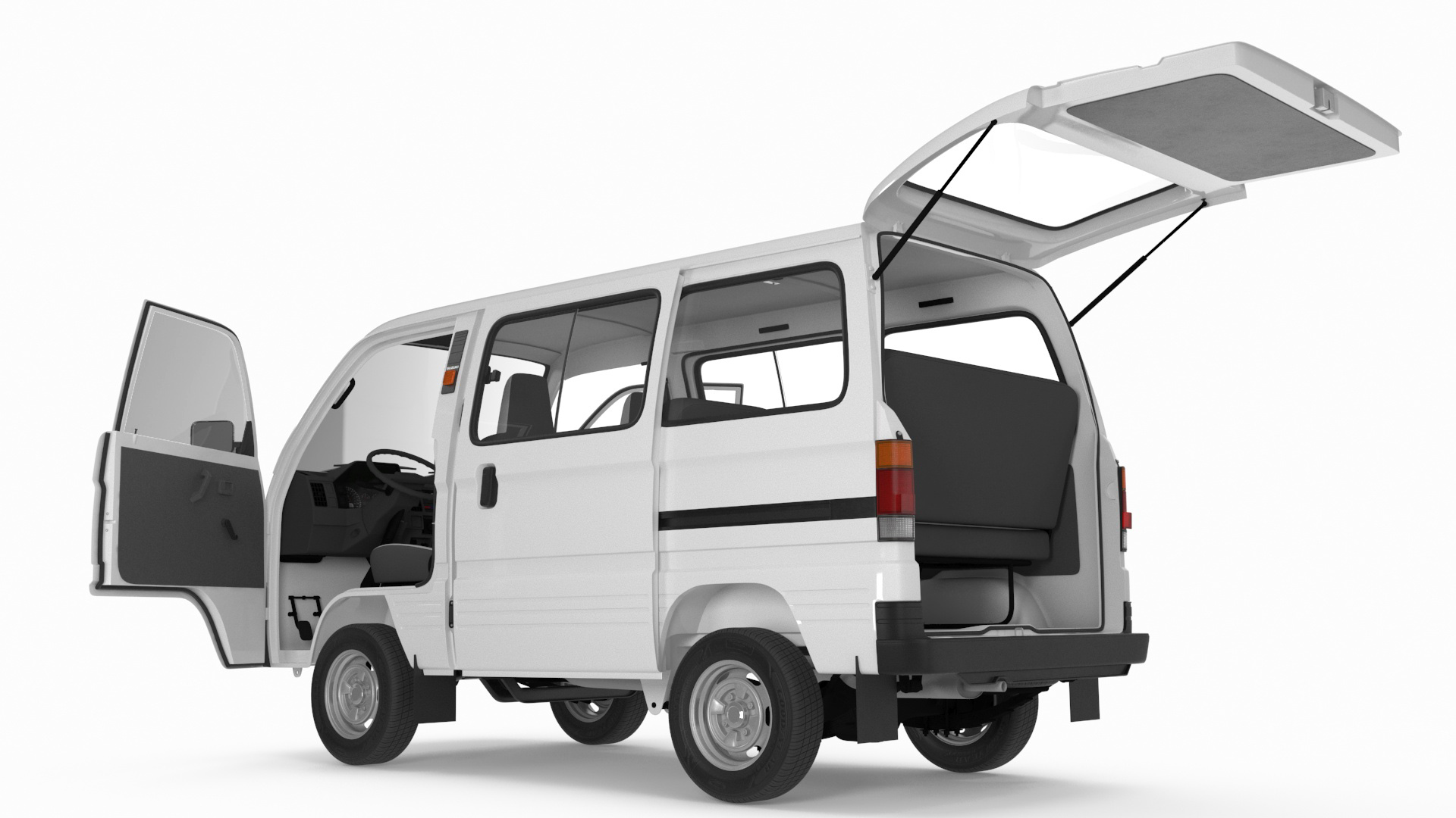 Suzuki Super Carry Passenger Van Rigged 3D model
