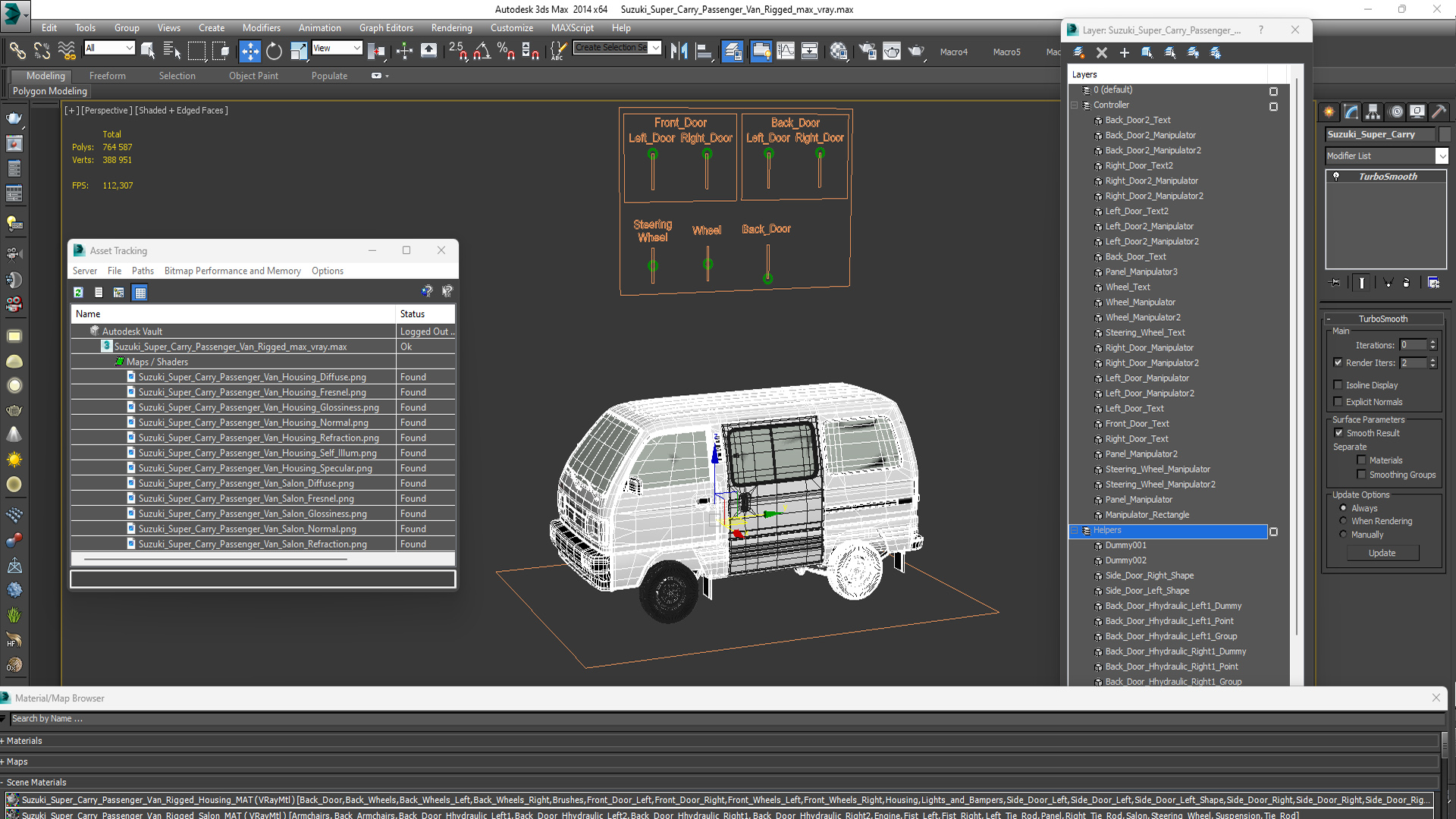 Suzuki Super Carry Passenger Van Rigged 3D model