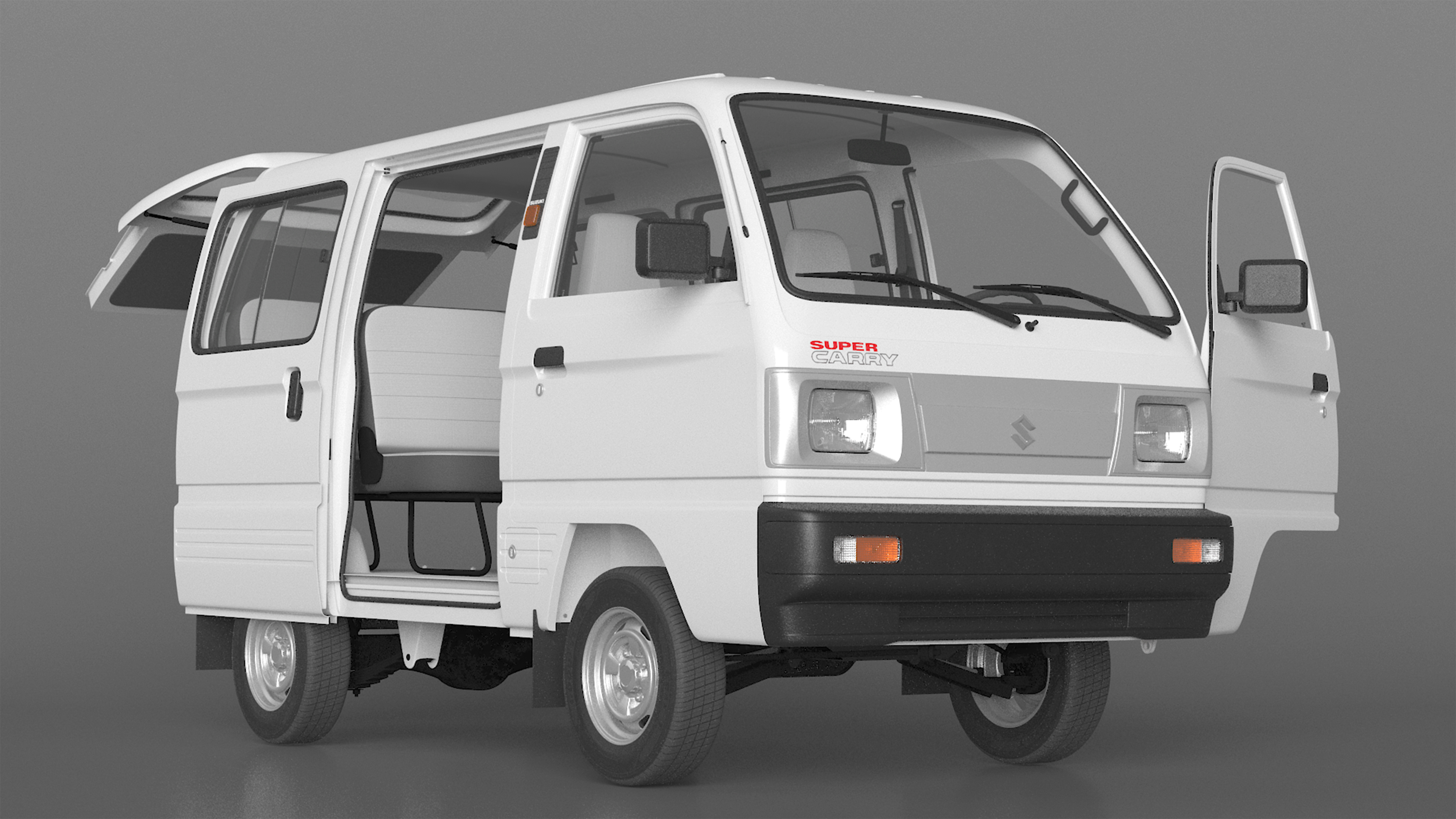 Suzuki Super Carry Passenger Van Rigged 3D model