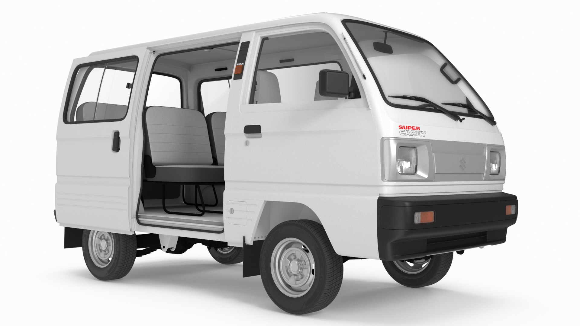 Suzuki Super Carry Passenger Van Rigged 3D model