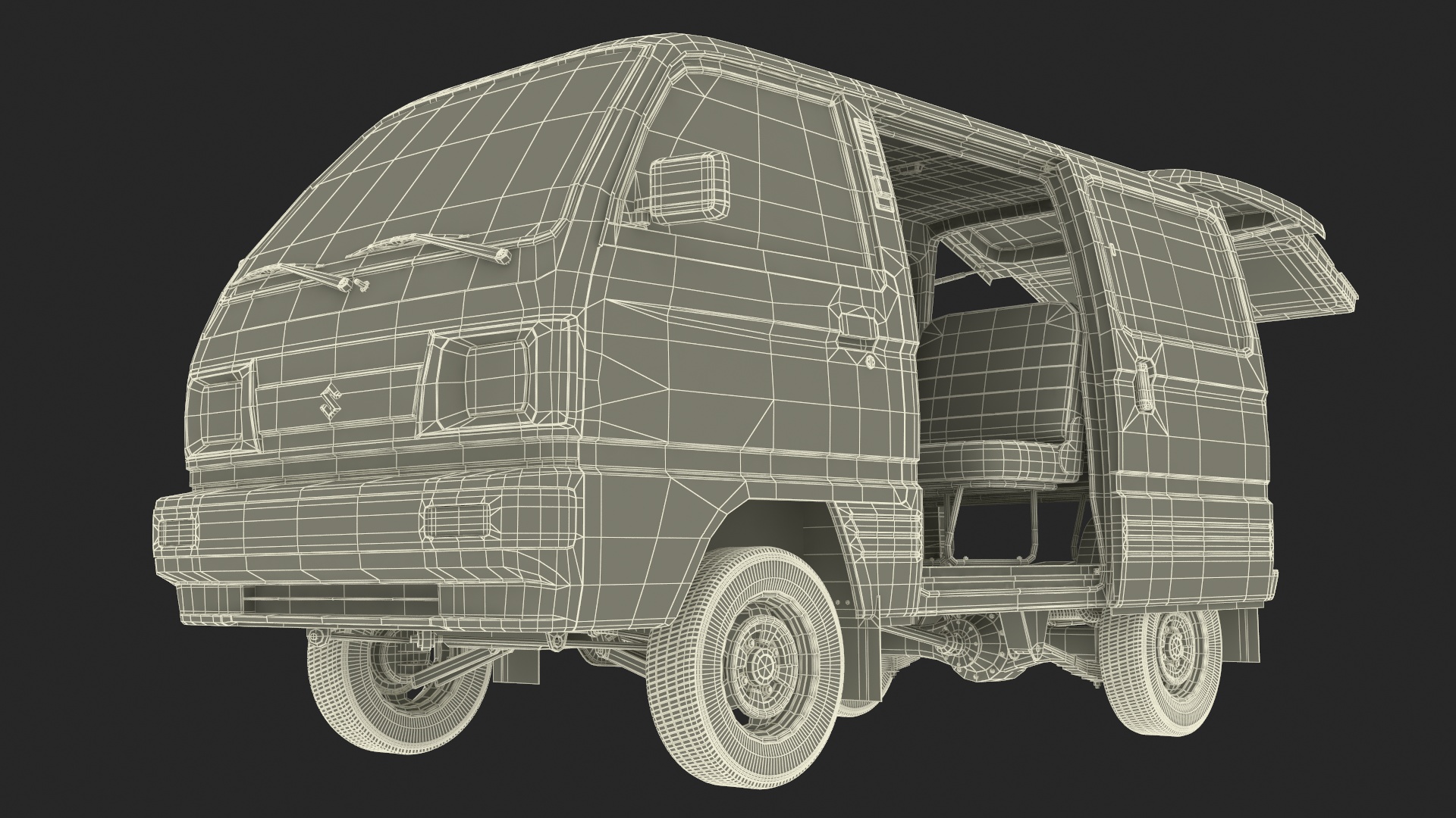 Suzuki Super Carry Passenger Van Rigged 3D model