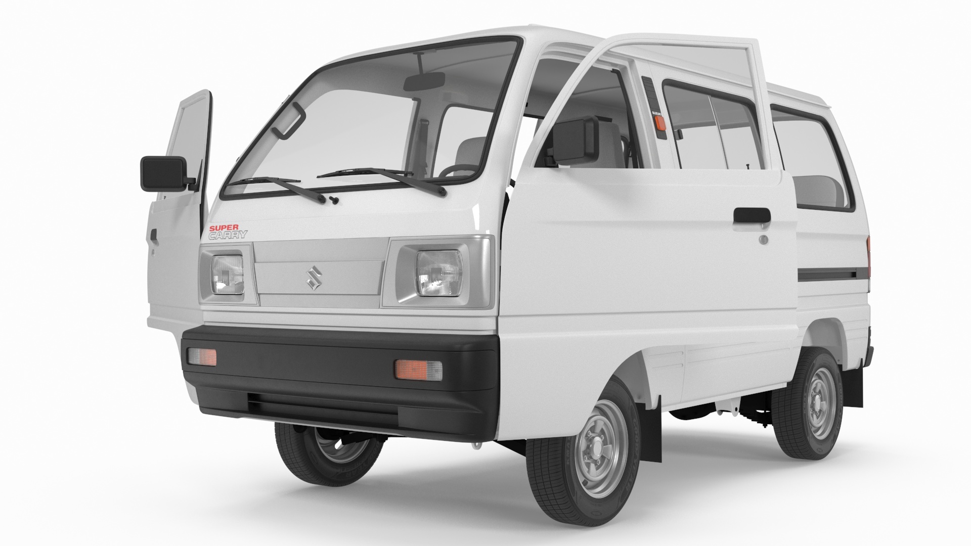 Suzuki Super Carry Passenger Van Rigged 3D model