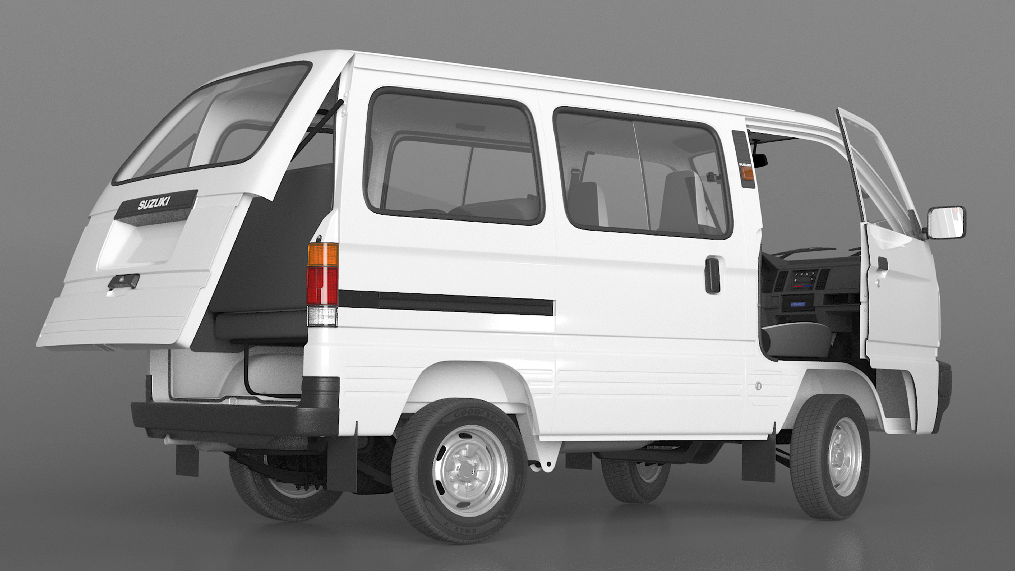 Suzuki Super Carry Passenger Van Rigged 3D model