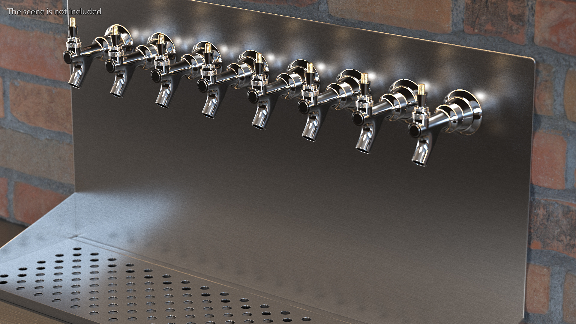 Wall Mount Beer Dispenser 8 Faucet 3D model