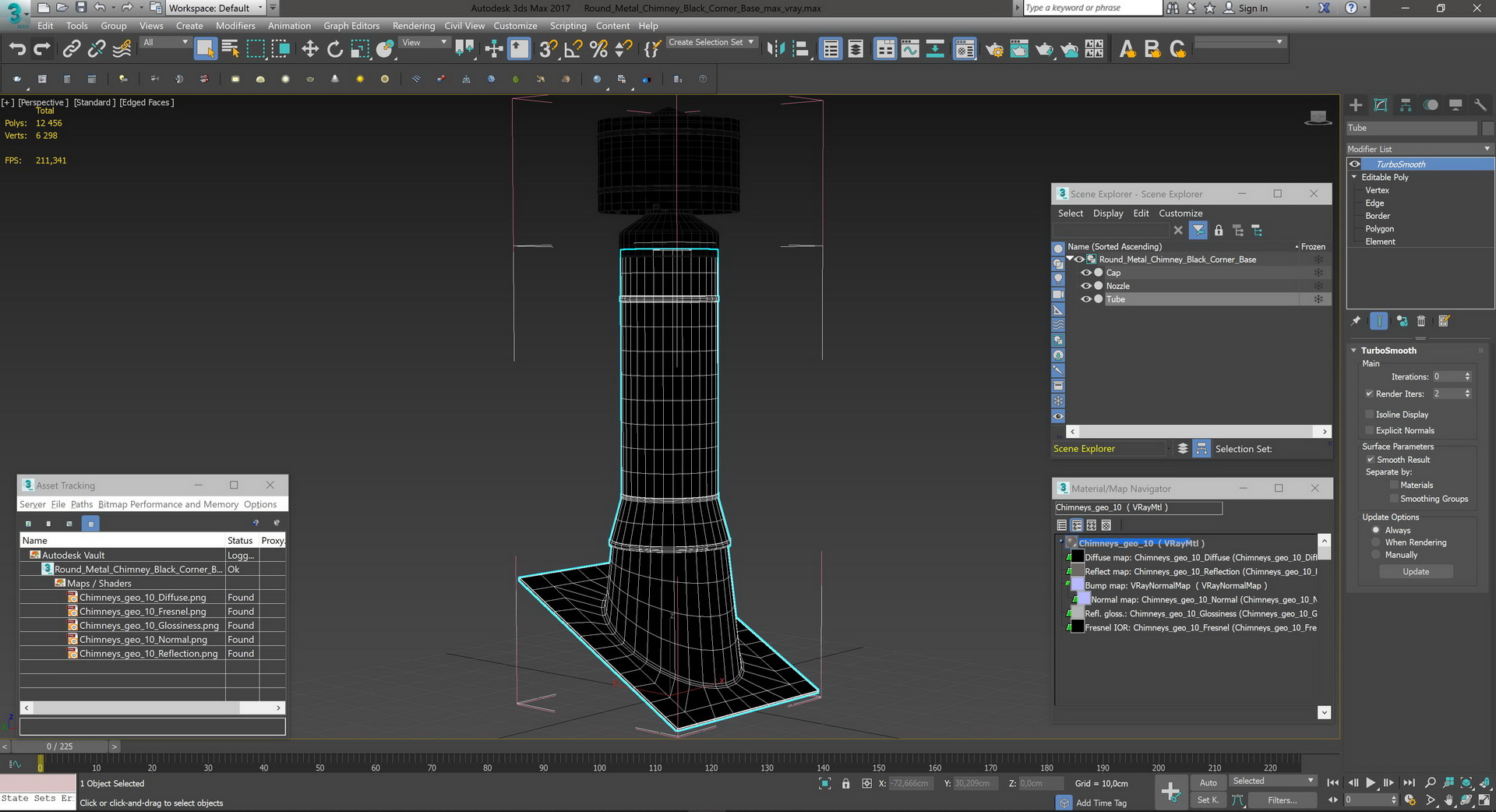 Round Metal Chimney Black Corner Base 3D