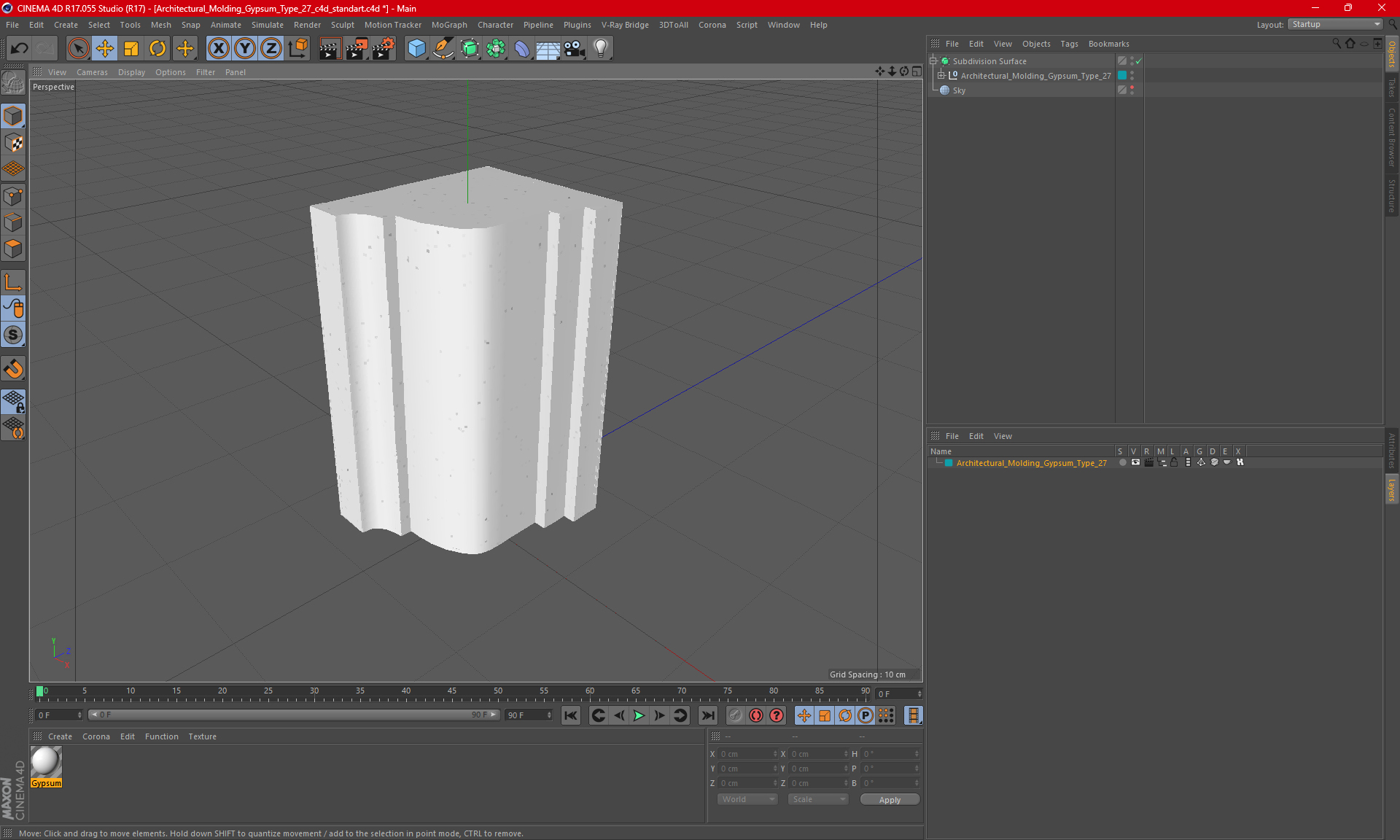 3D Architectural Molding Gypsum Type 27