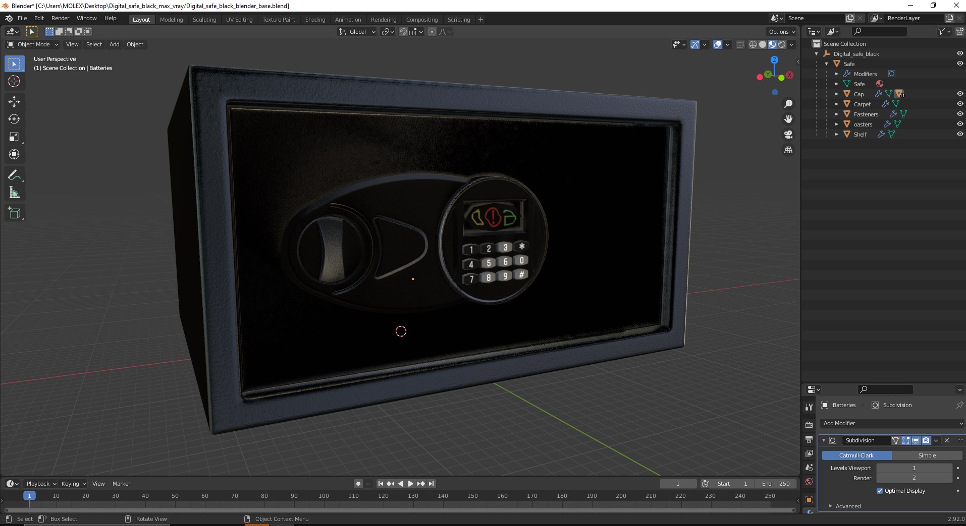 3D Digital safe black model