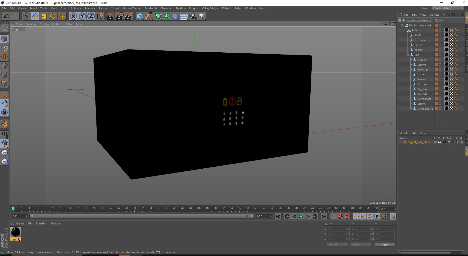 3D Digital safe black model