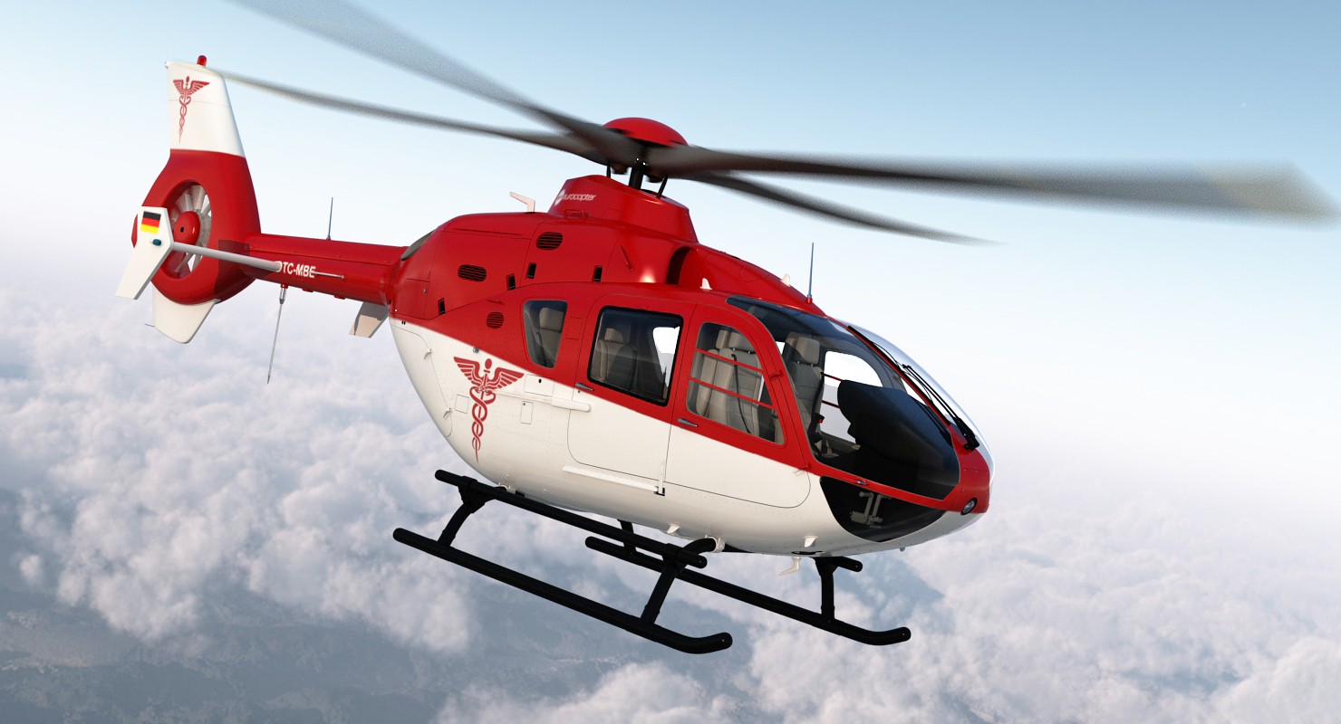 Medical Air Assistance Eurocopter EC 135 Rigged 3D