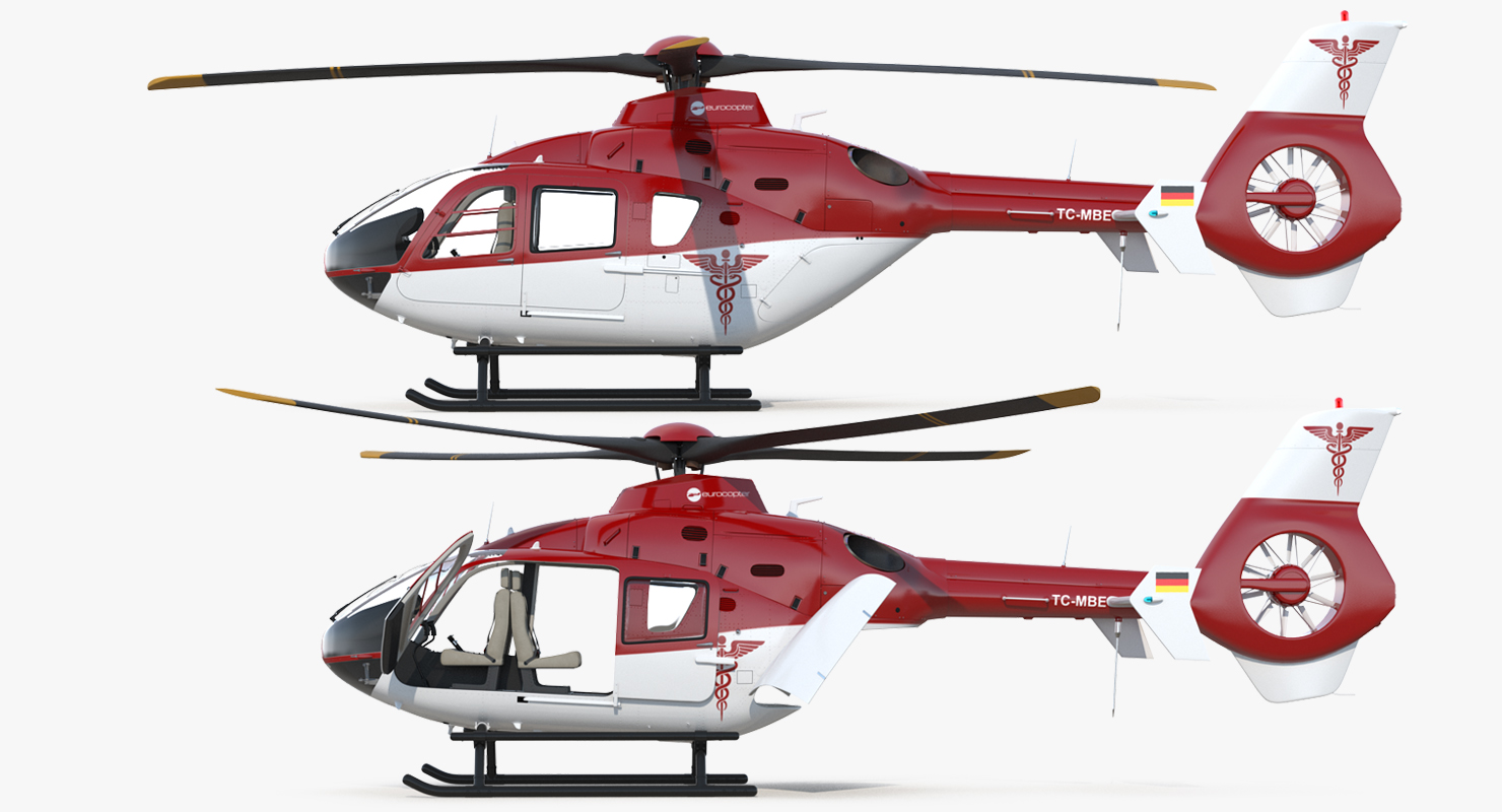 Medical Air Assistance Eurocopter EC 135 Rigged 3D