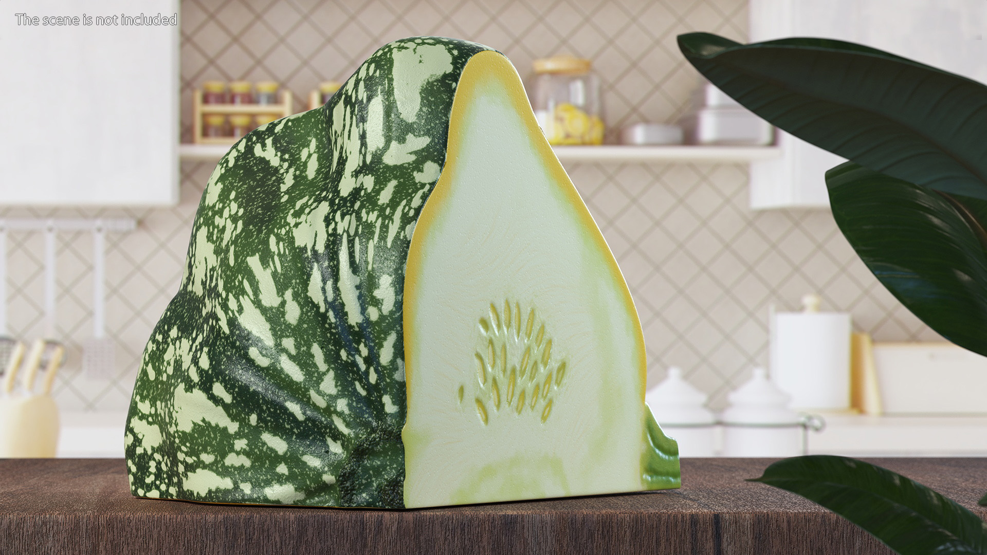 Green Color Bush Pumpkin Quarter 3D