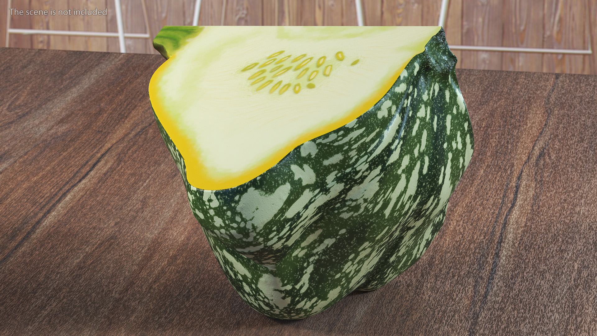 Green Color Bush Pumpkin Quarter 3D