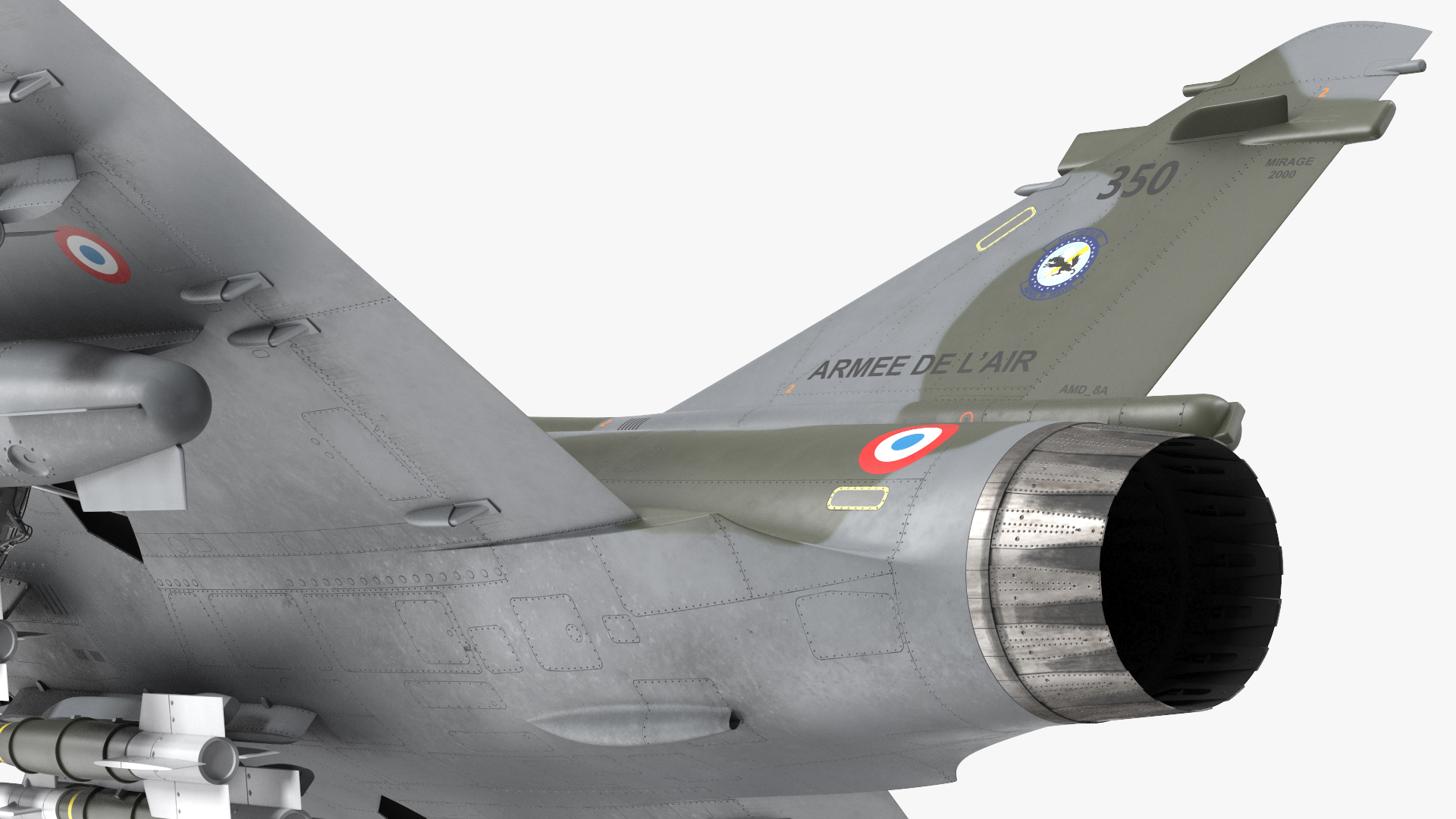 3D Dassault Mirage 2000N Tactical Bomber Camouflage with Armament Rigged for Cinema 4D model