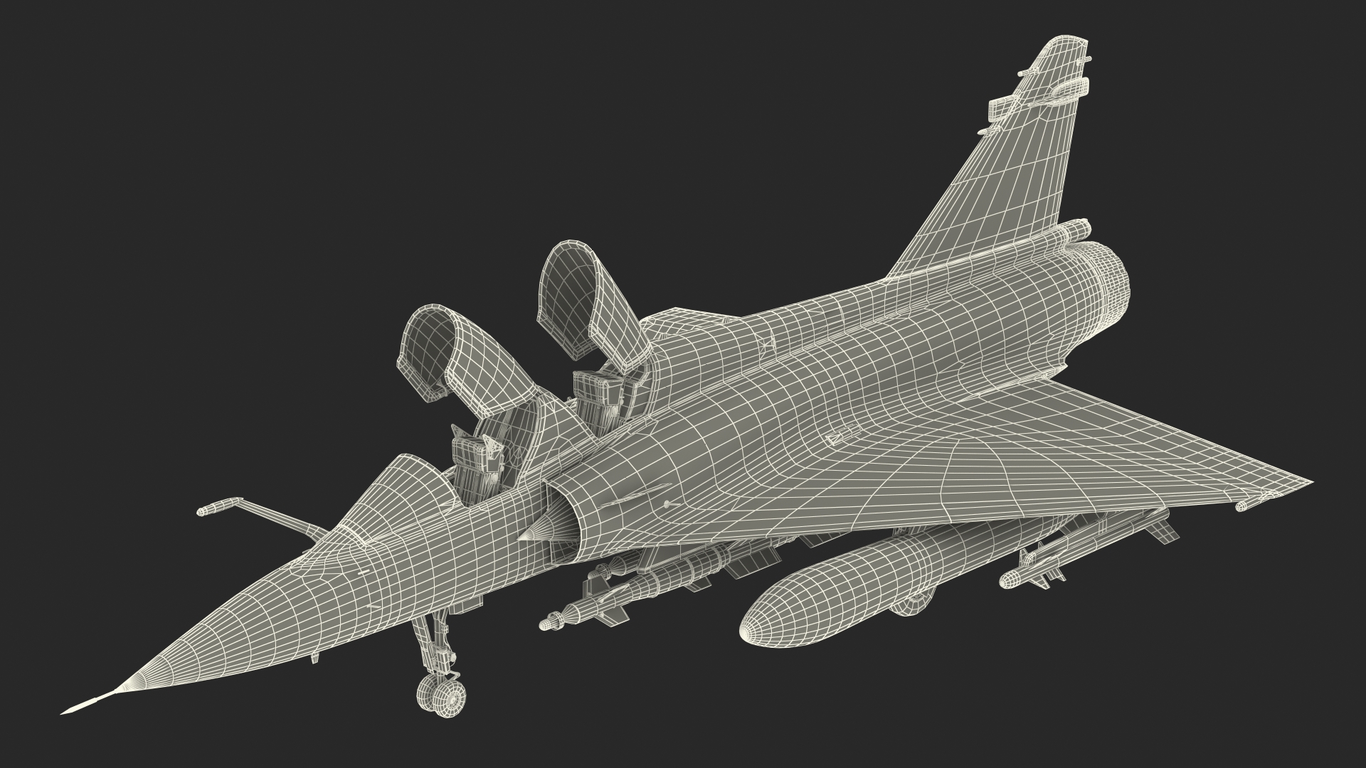 3D Dassault Mirage 2000N Tactical Bomber Camouflage with Armament Rigged for Cinema 4D model