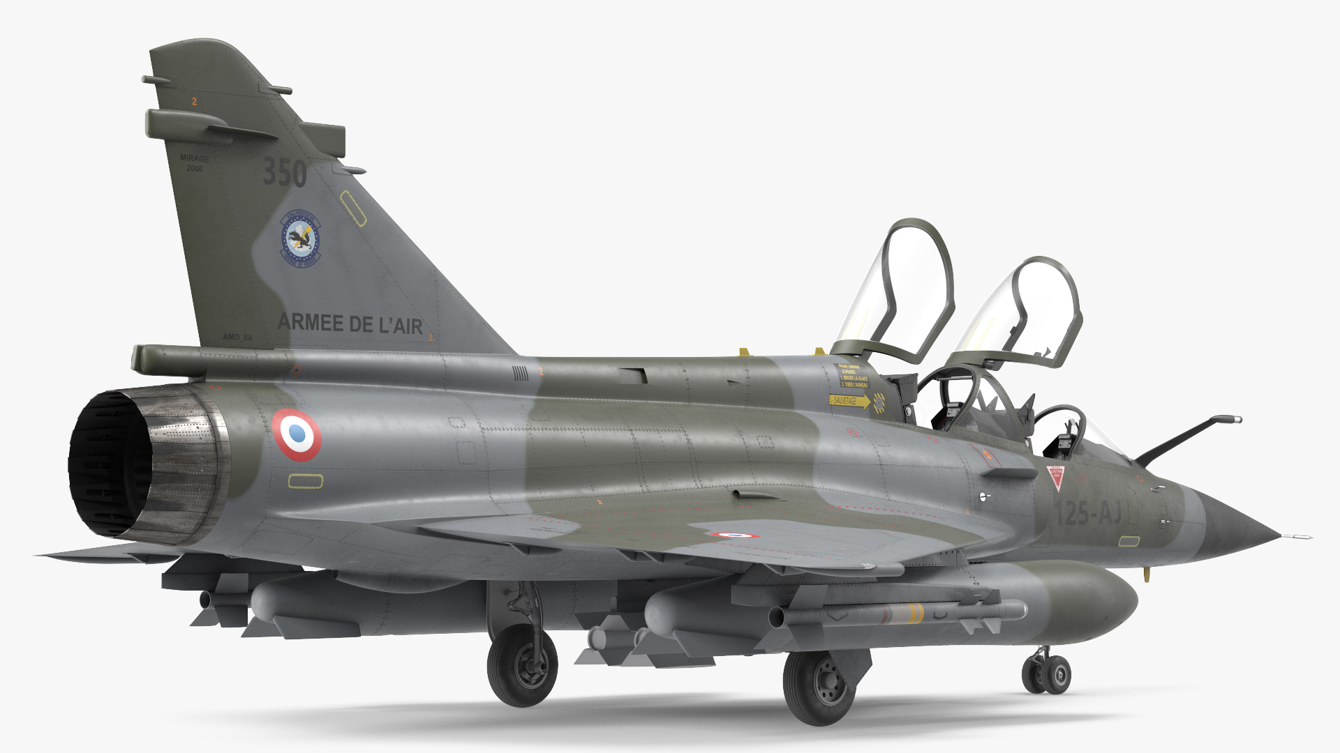 3D Dassault Mirage 2000N Tactical Bomber Camouflage with Armament Rigged for Cinema 4D model
