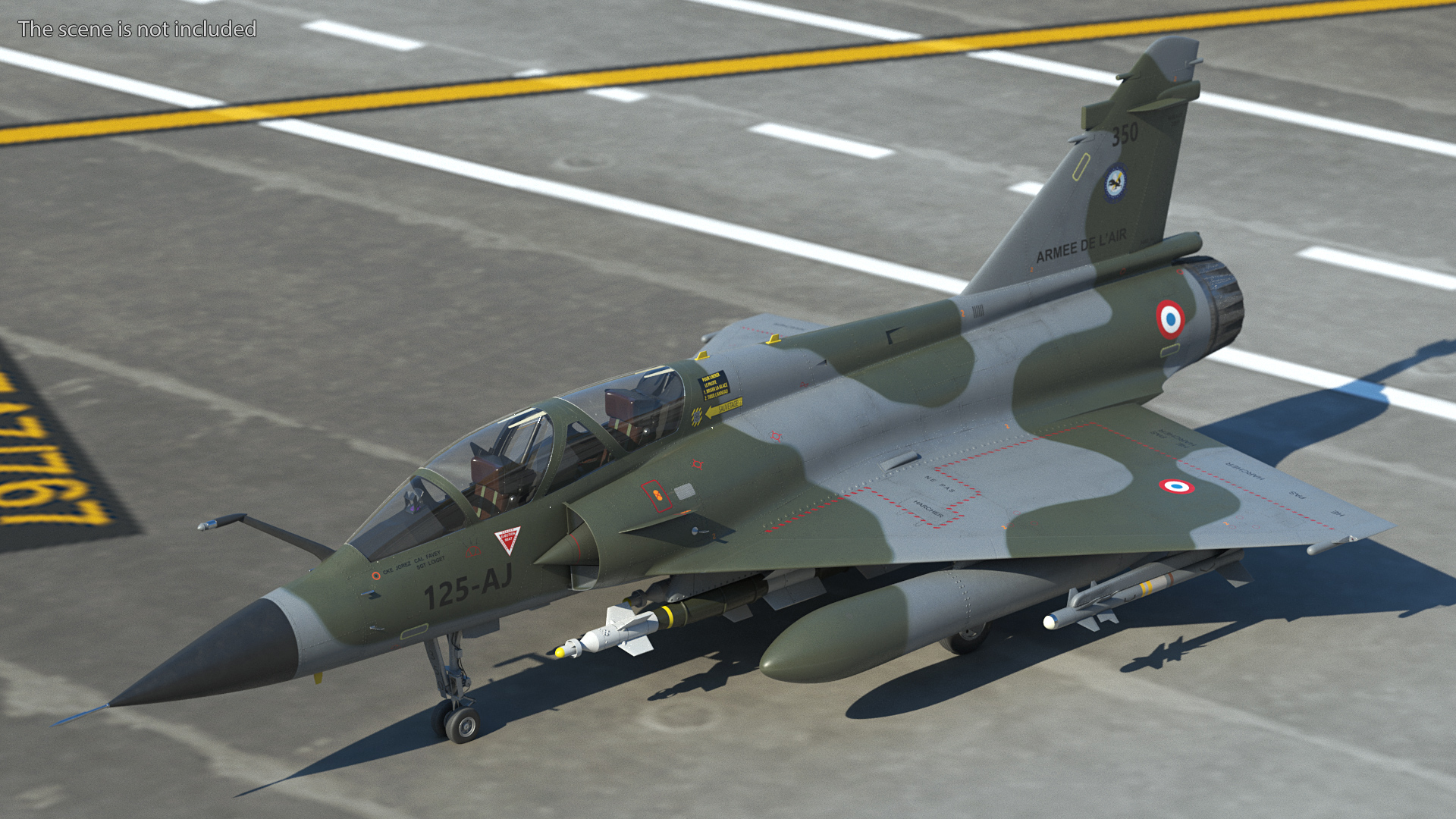3D Dassault Mirage 2000N Tactical Bomber Camouflage with Armament Rigged for Cinema 4D model