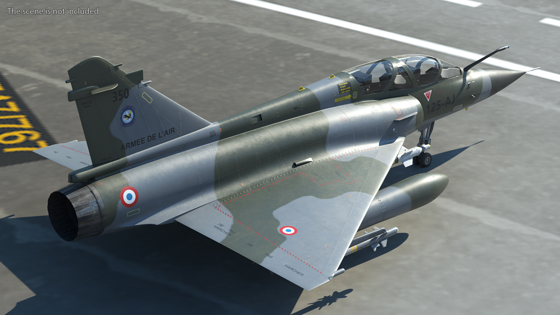 3D Dassault Mirage 2000N Tactical Bomber Camouflage with Armament Rigged for Cinema 4D model