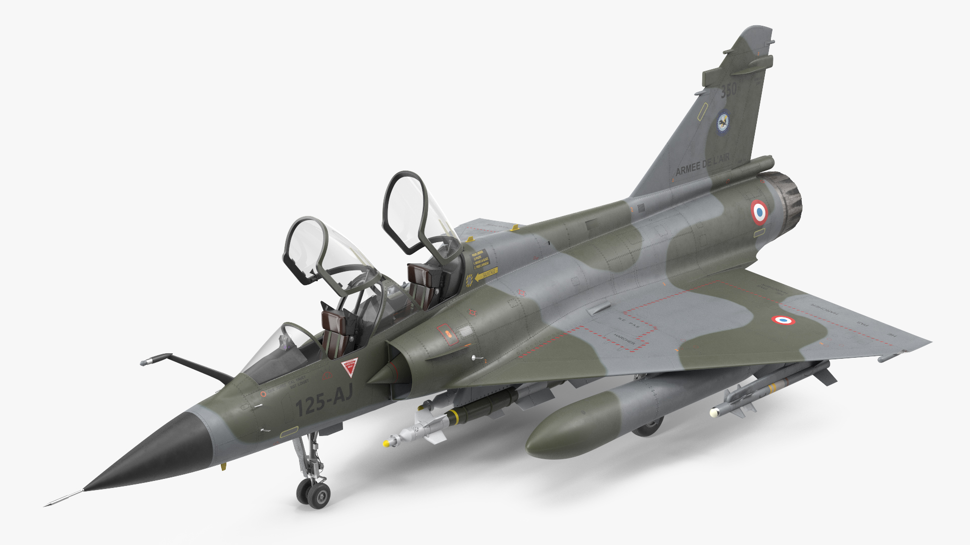 3D Dassault Mirage 2000N Tactical Bomber Camouflage with Armament Rigged for Cinema 4D model
