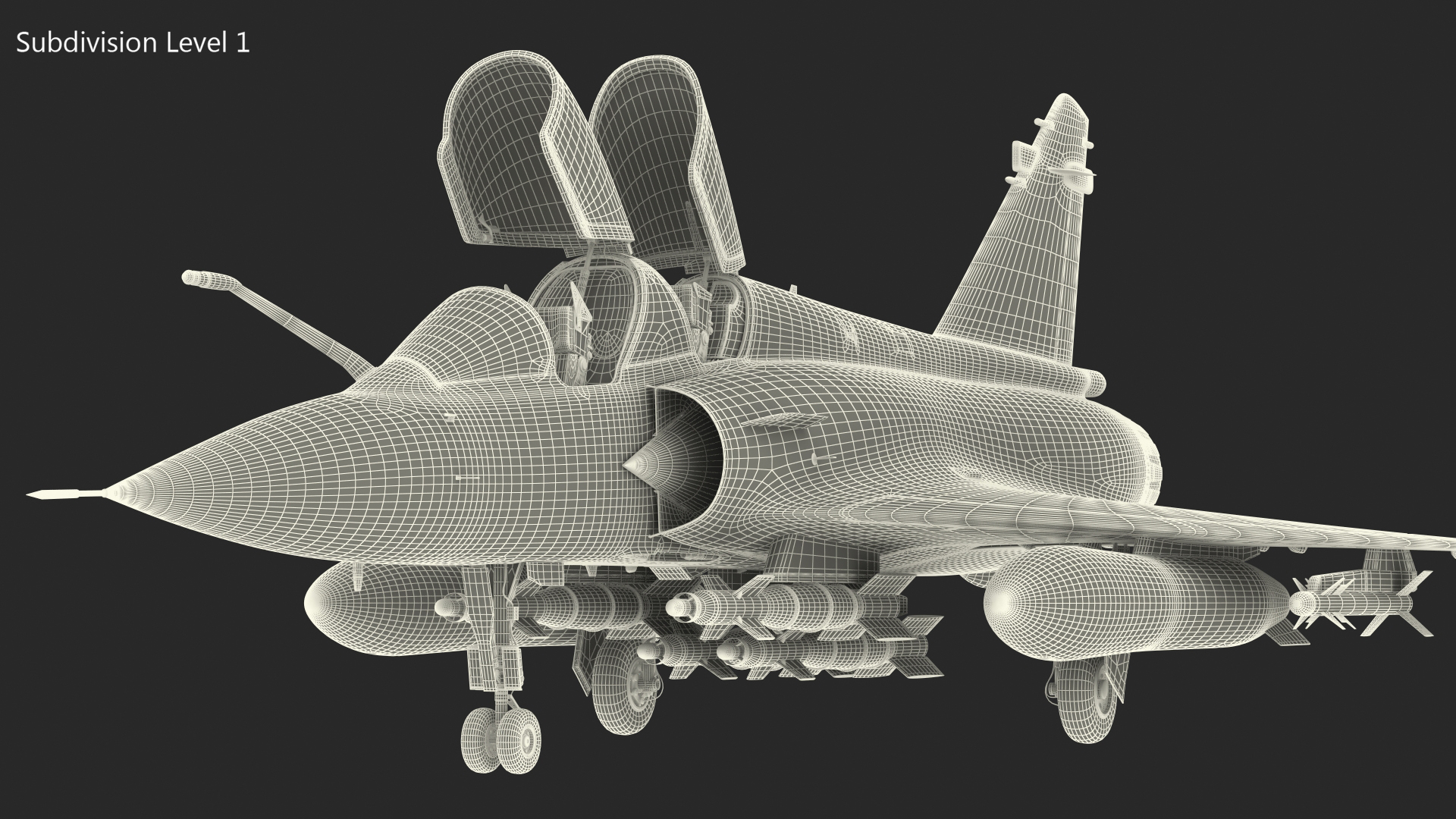 3D Dassault Mirage 2000N Tactical Bomber Camouflage with Armament Rigged for Cinema 4D model