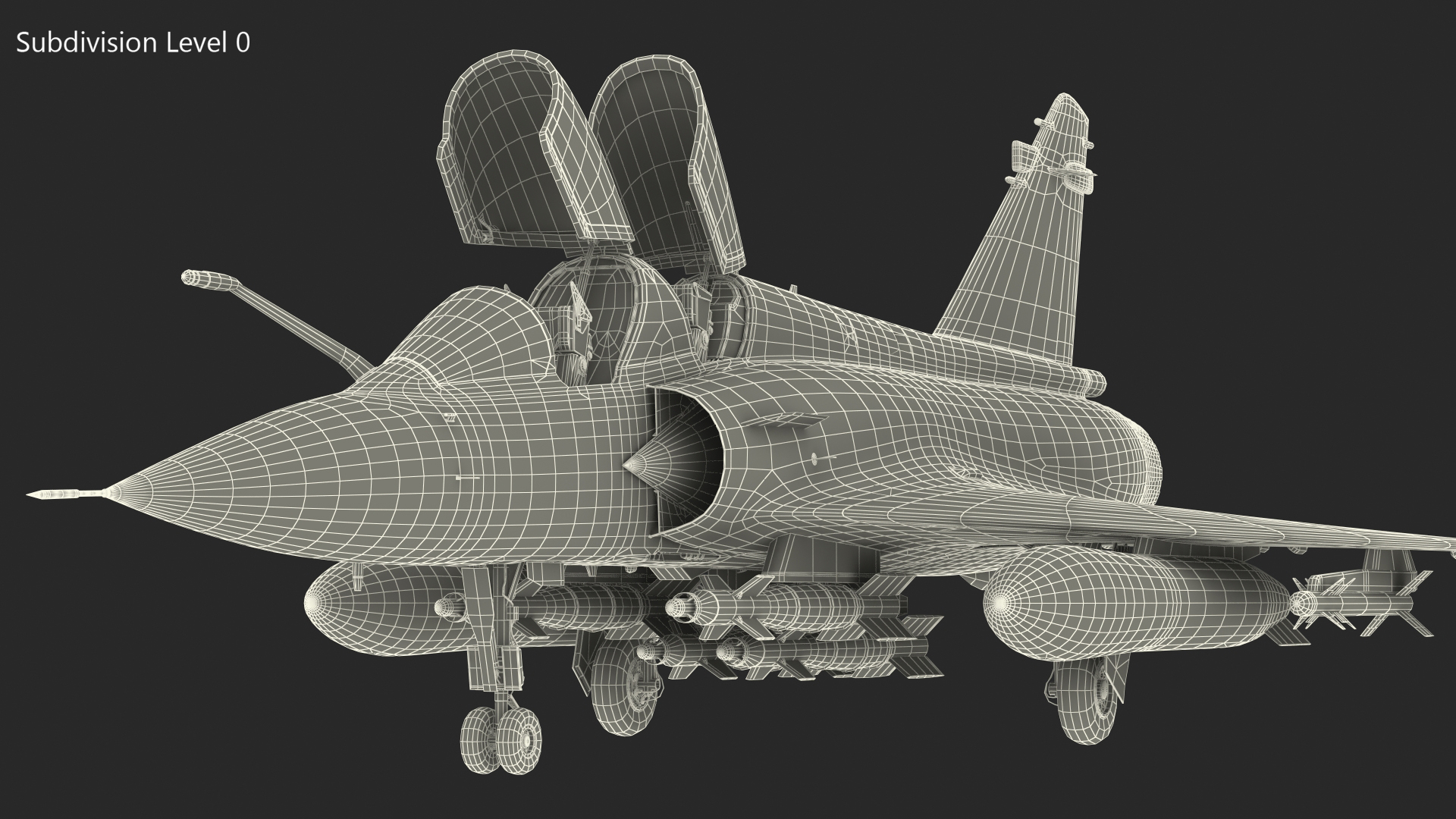 3D Dassault Mirage 2000N Tactical Bomber Camouflage with Armament Rigged for Cinema 4D model