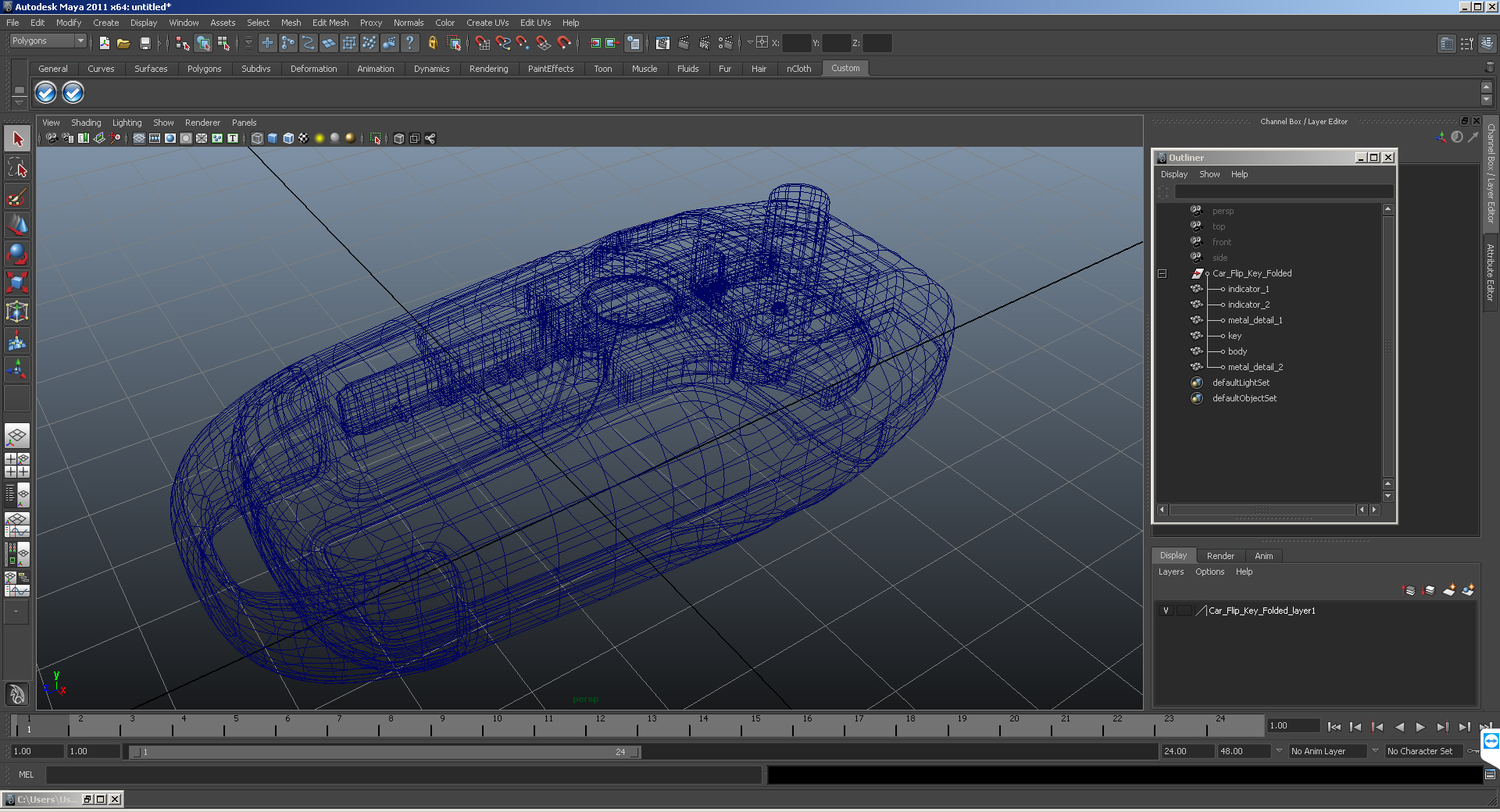 Car Flip Key Folded 3D model
