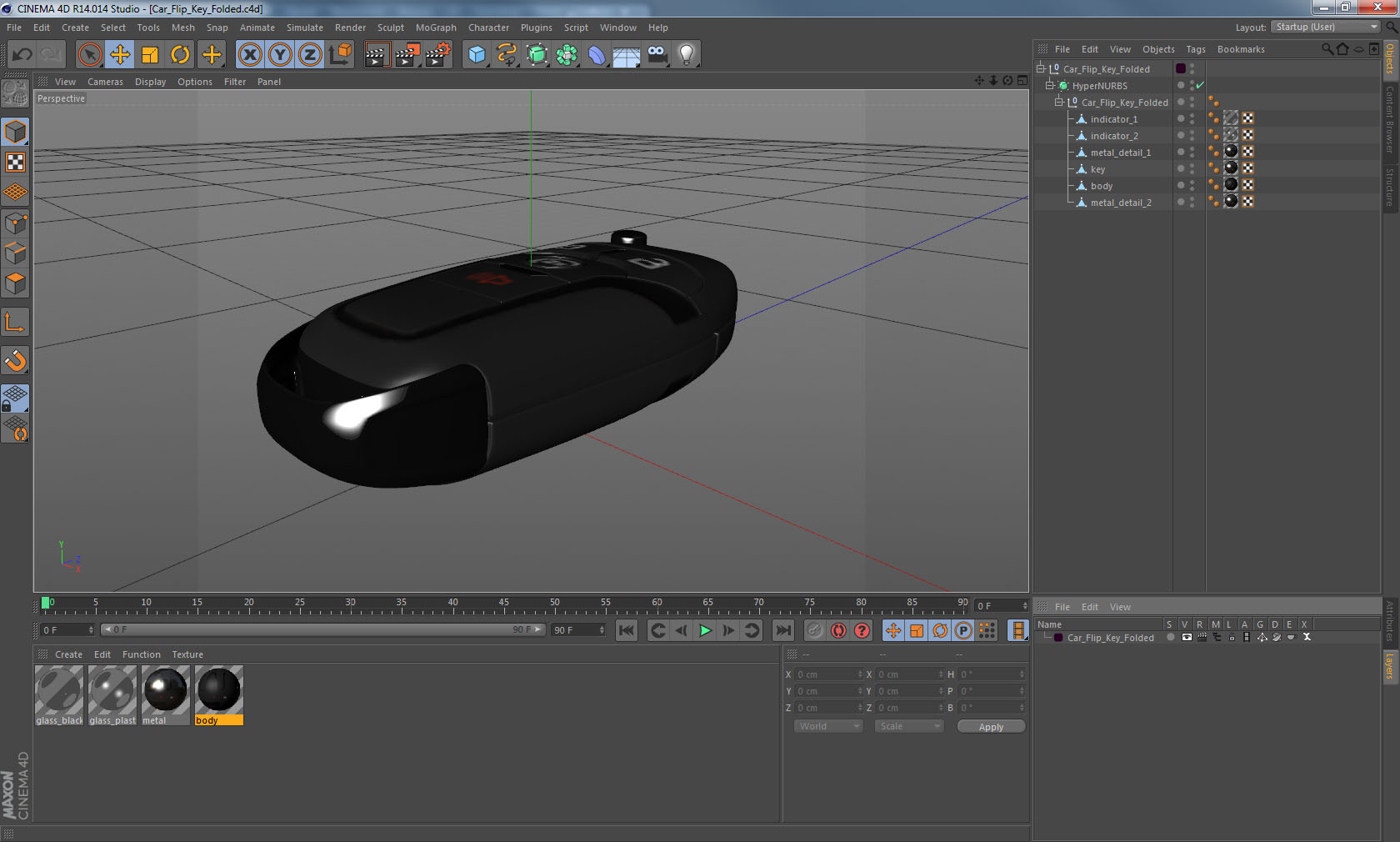 Car Flip Key Folded 3D model