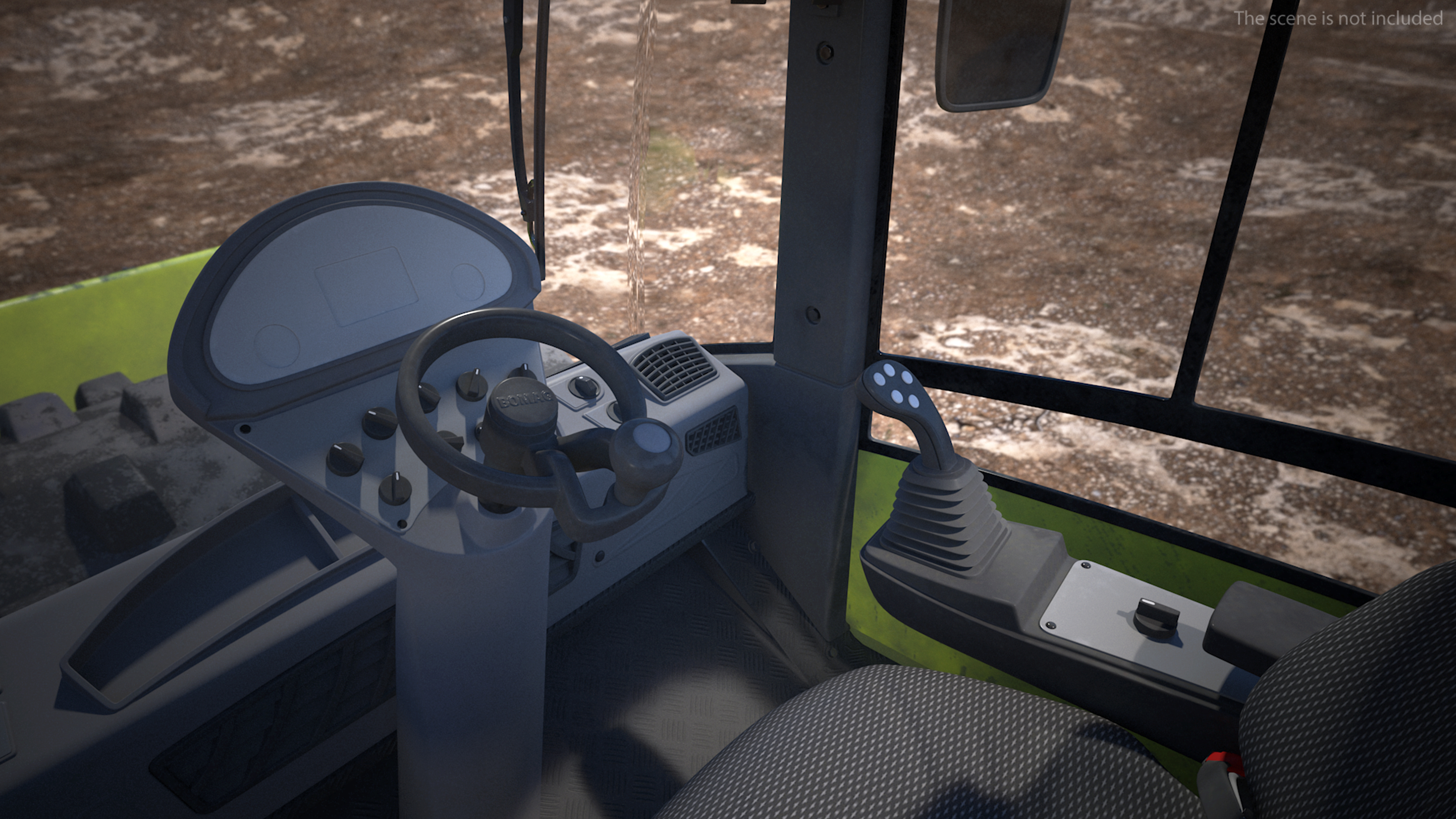 3D Single Drum Compactor Vehicle Dirty Rigged for Maya