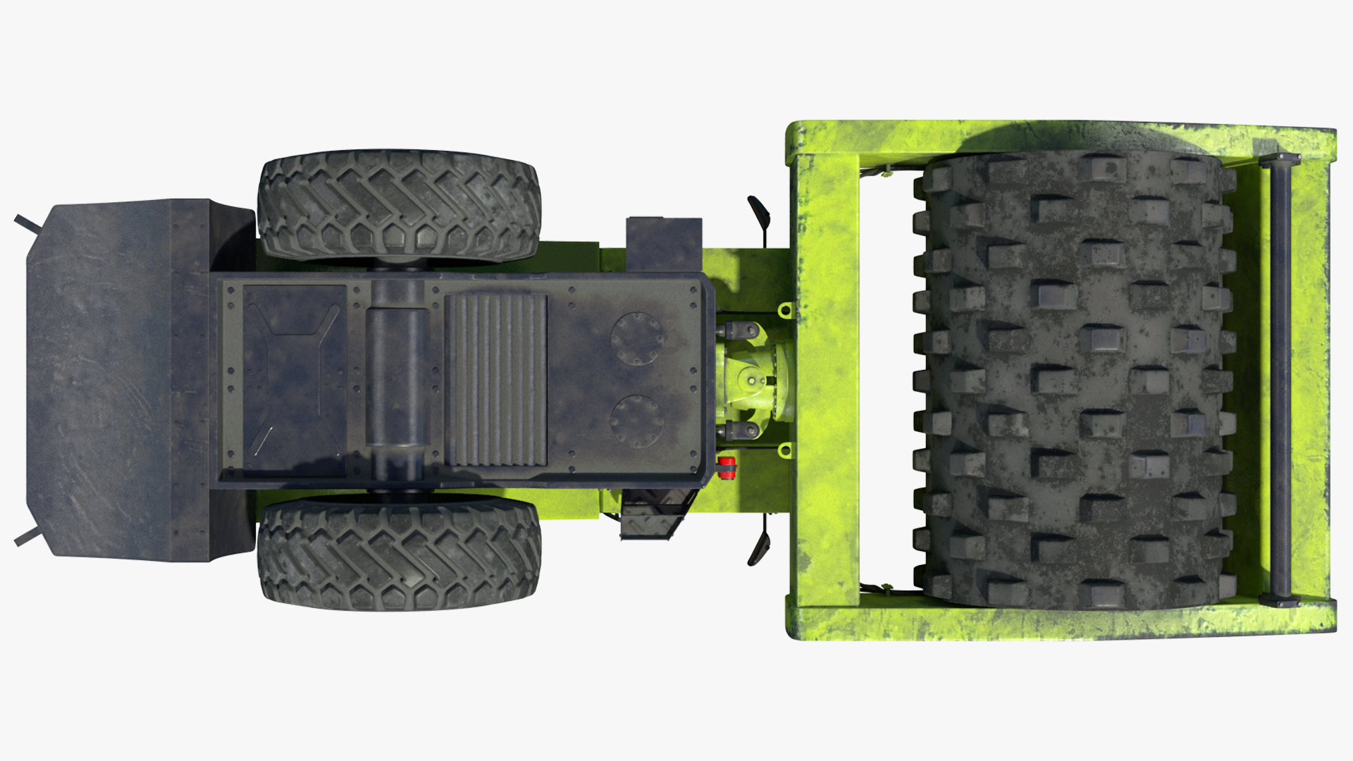 3D Single Drum Compactor Vehicle Dirty Rigged for Maya