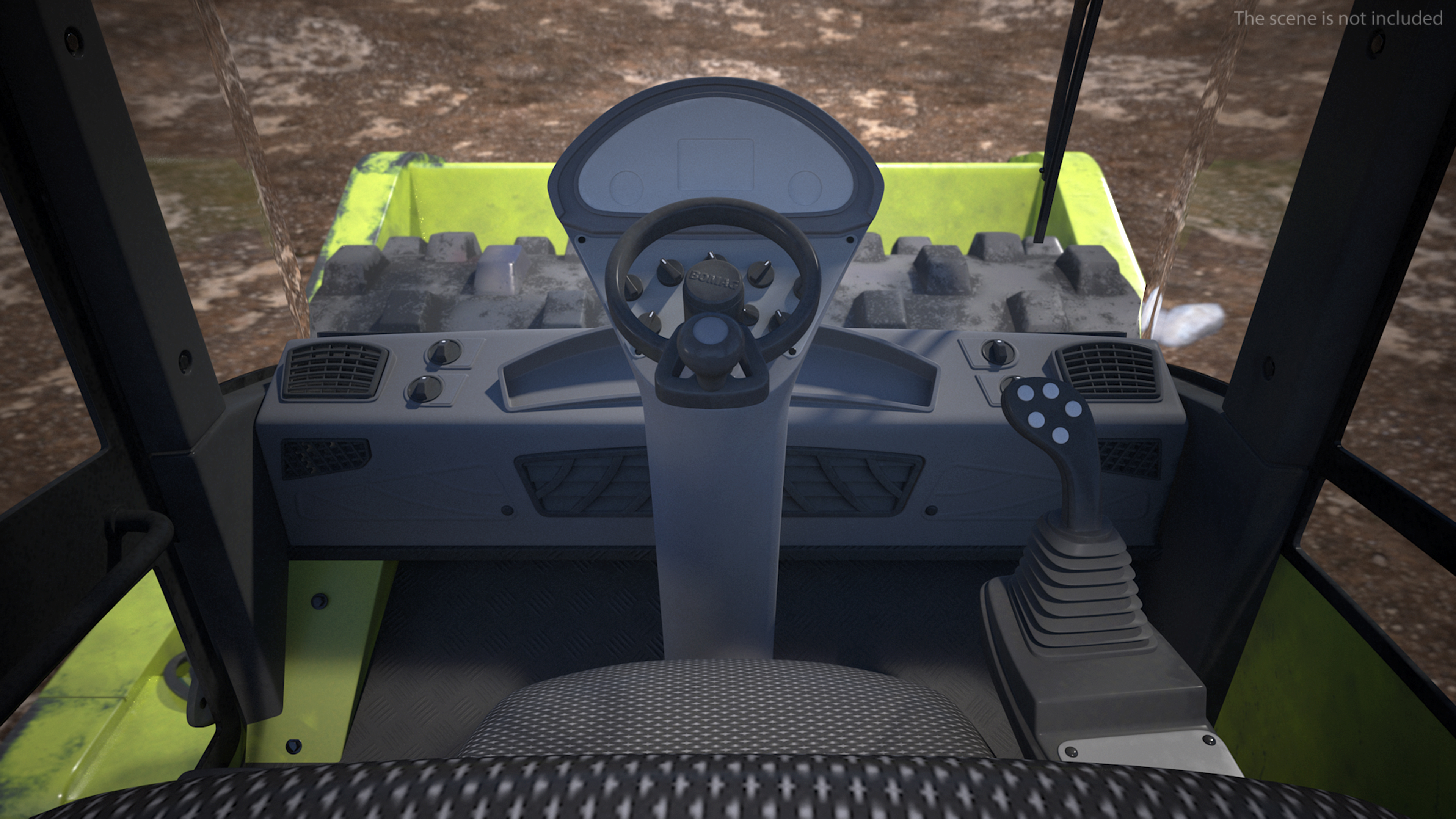 3D Single Drum Compactor Vehicle Dirty Rigged for Maya