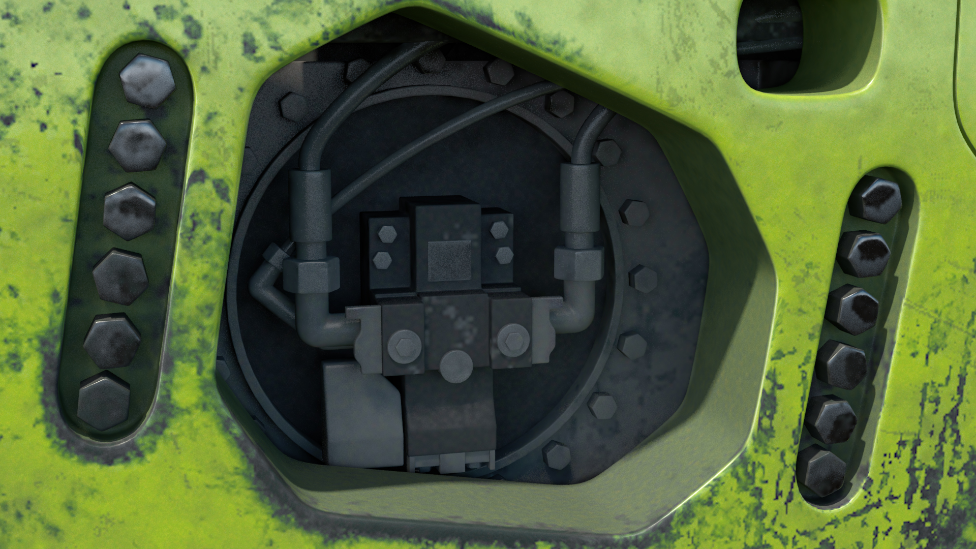 3D Single Drum Compactor Vehicle Dirty Rigged for Maya
