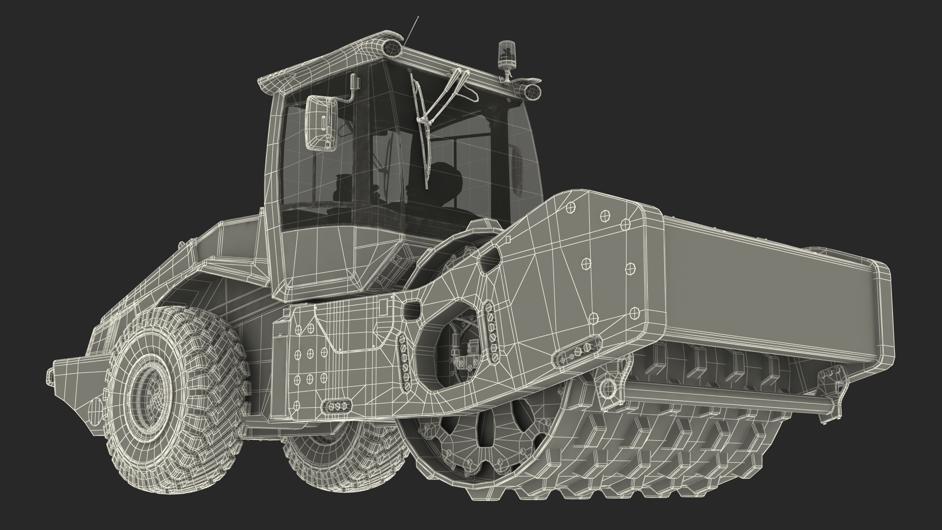 3D Single Drum Compactor Vehicle Dirty Rigged for Maya
