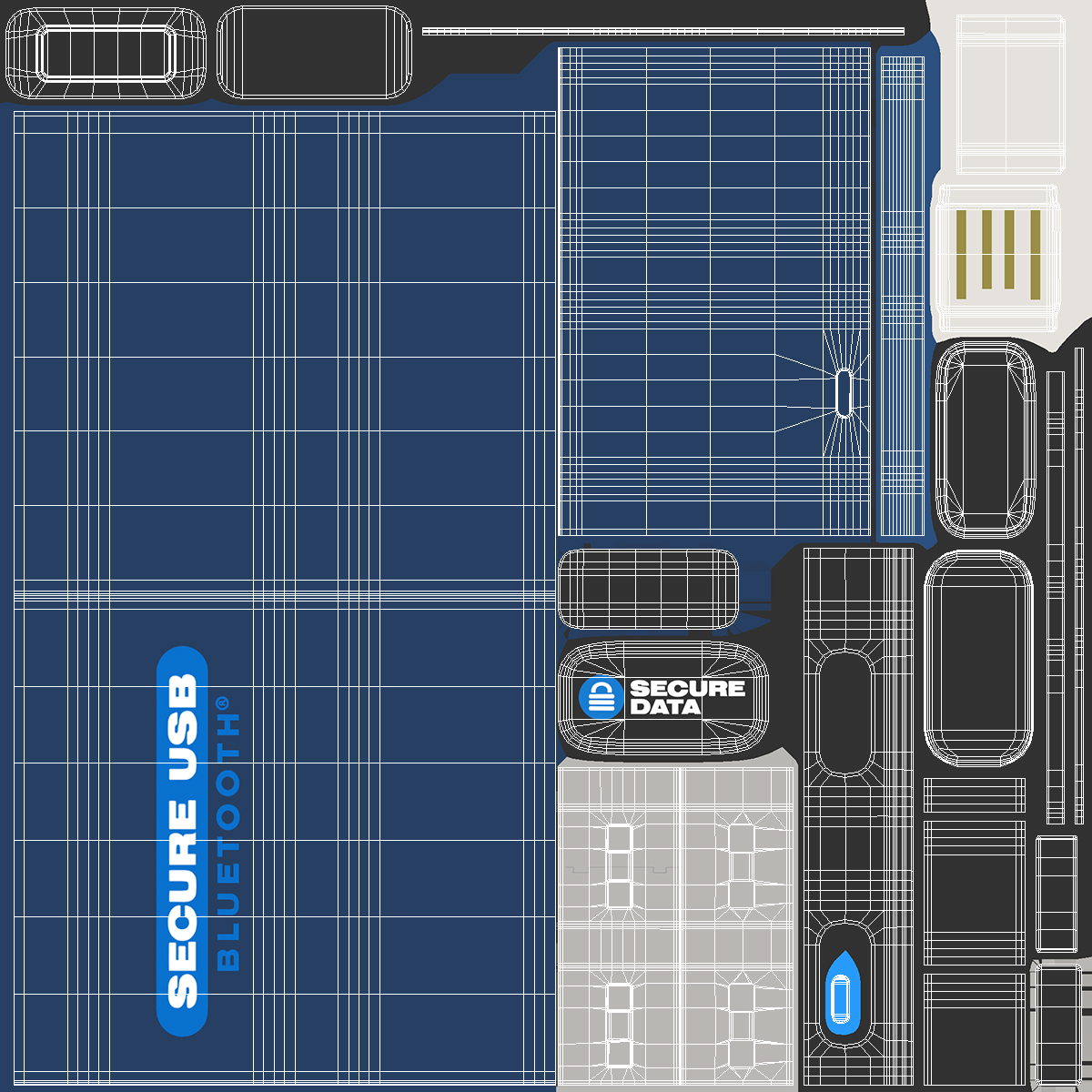 3D model Bluetooth Secure USB 32GB Open
