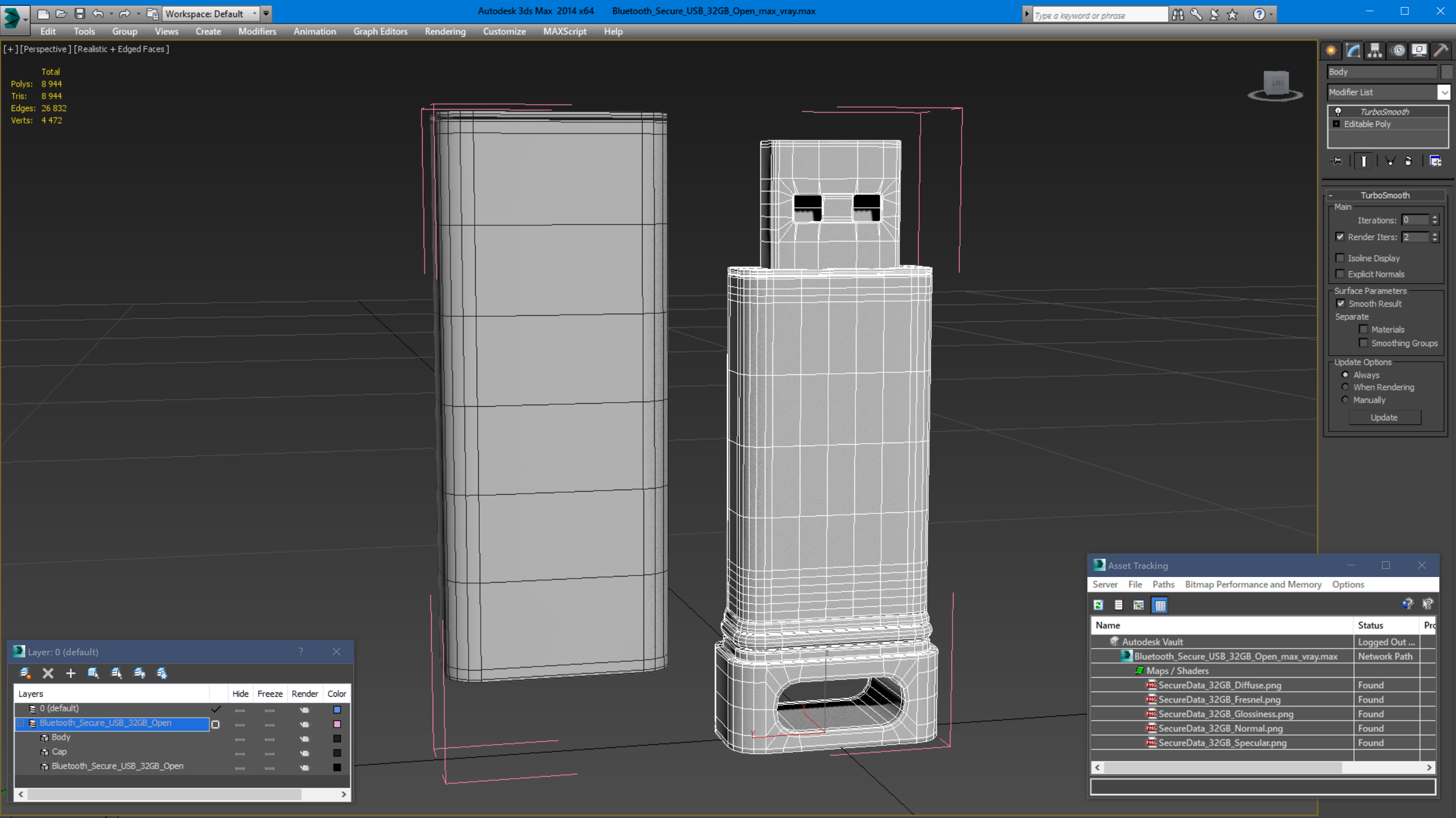 3D model Bluetooth Secure USB 32GB Open
