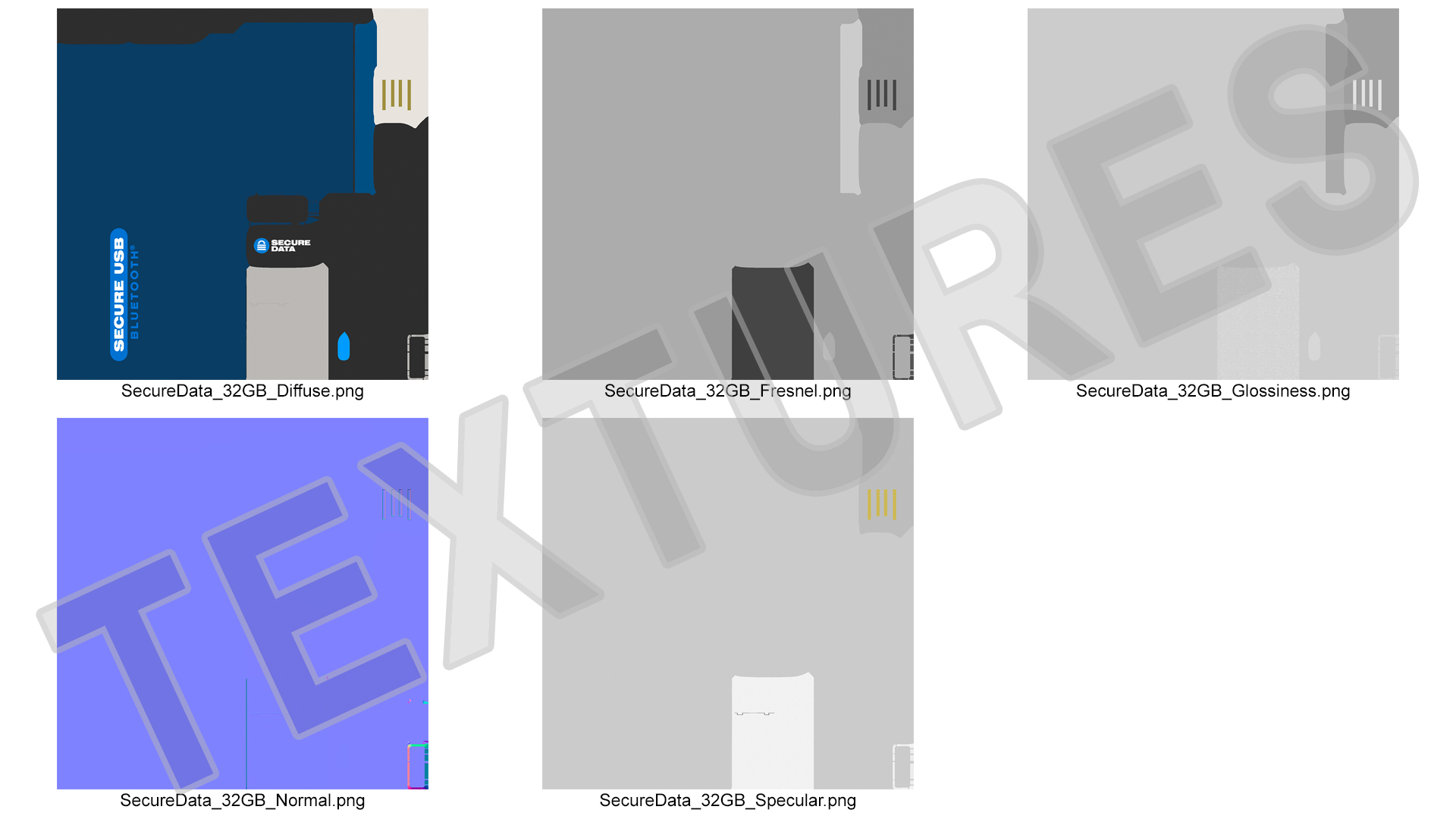 3D model Bluetooth Secure USB 32GB Open