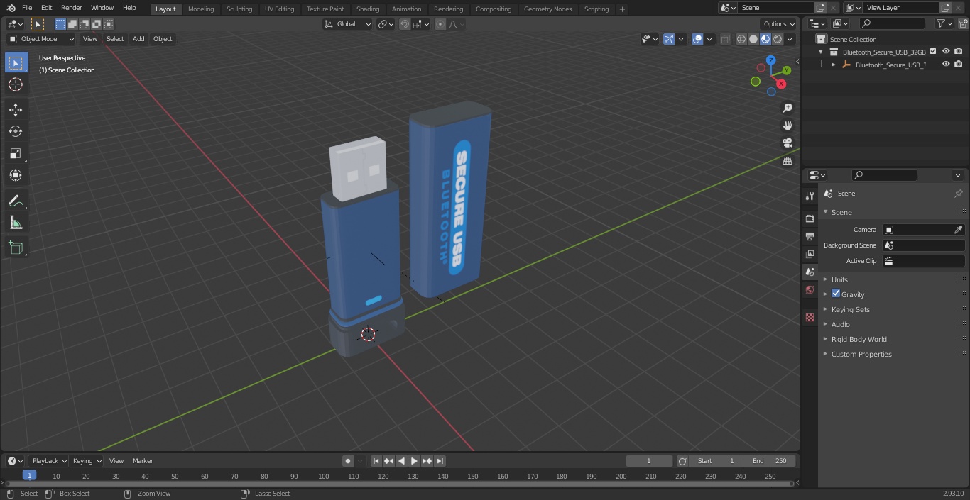 3D model Bluetooth Secure USB 32GB Open