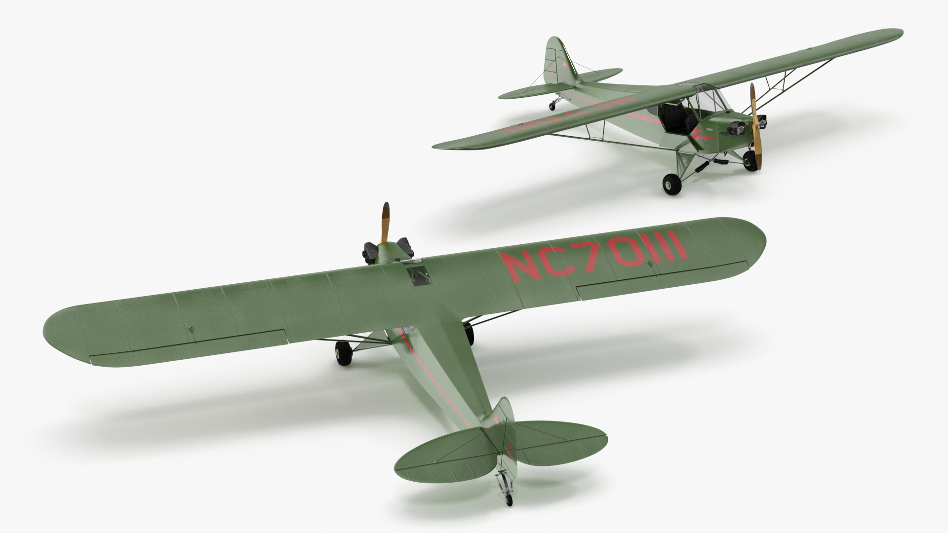 Private Aircraft Piper J-3 Rigged for Cinema 4D 3D