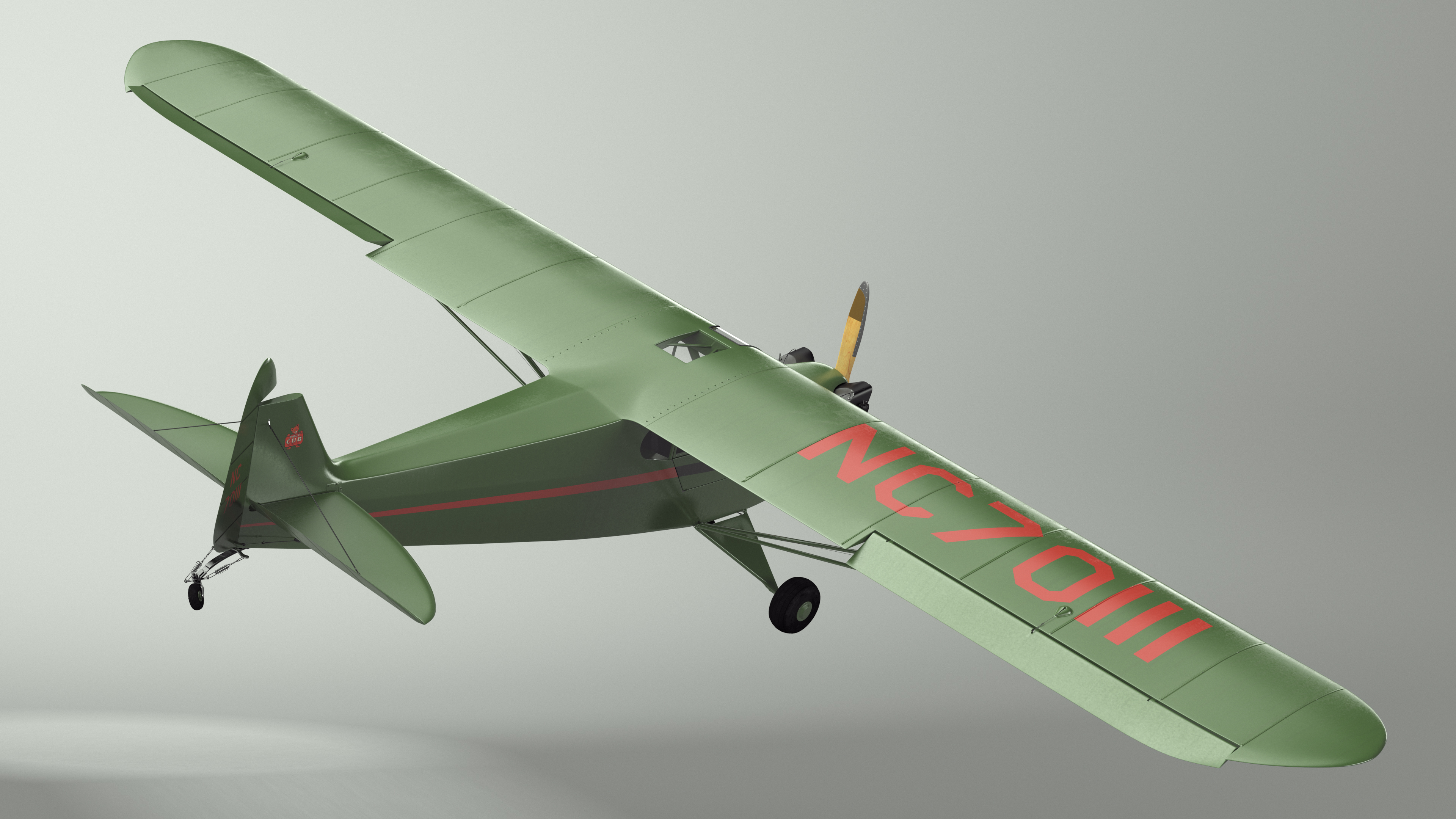 Private Aircraft Piper J-3 Rigged for Cinema 4D 3D