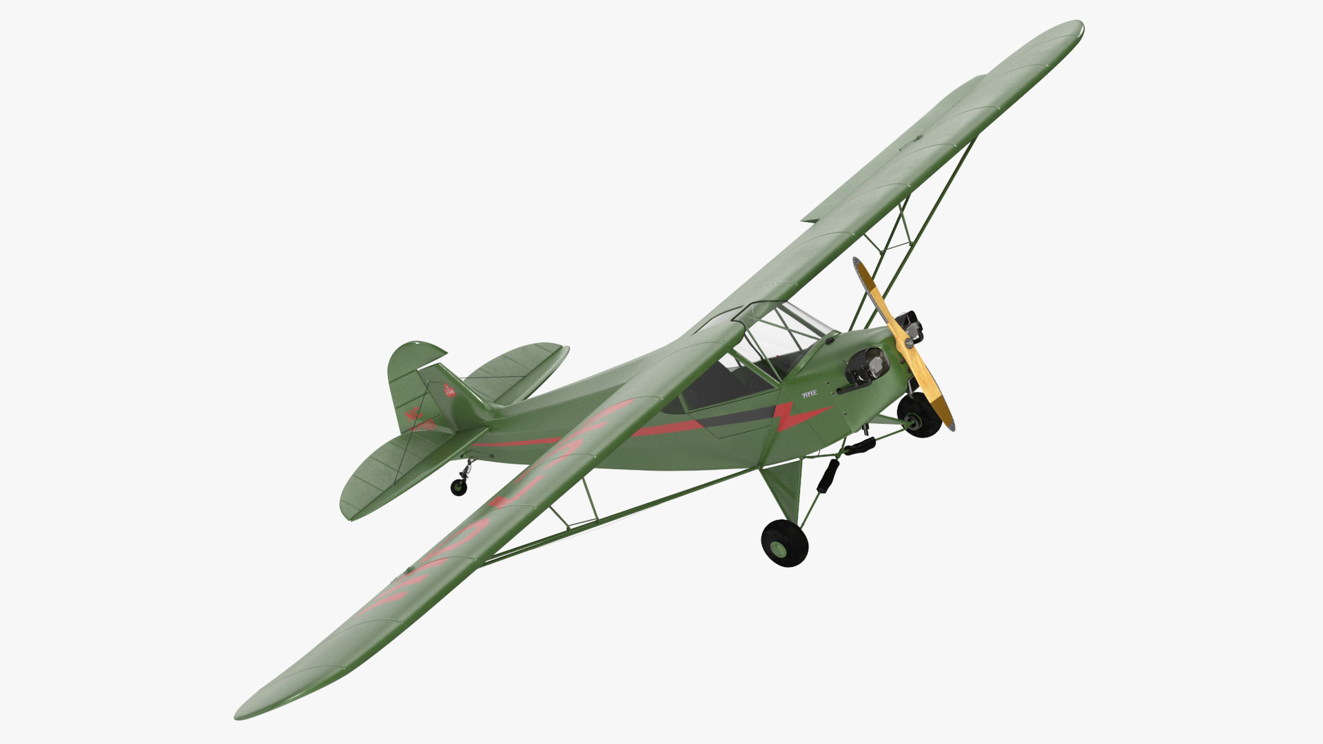 Private Aircraft Piper J-3 Rigged for Cinema 4D 3D