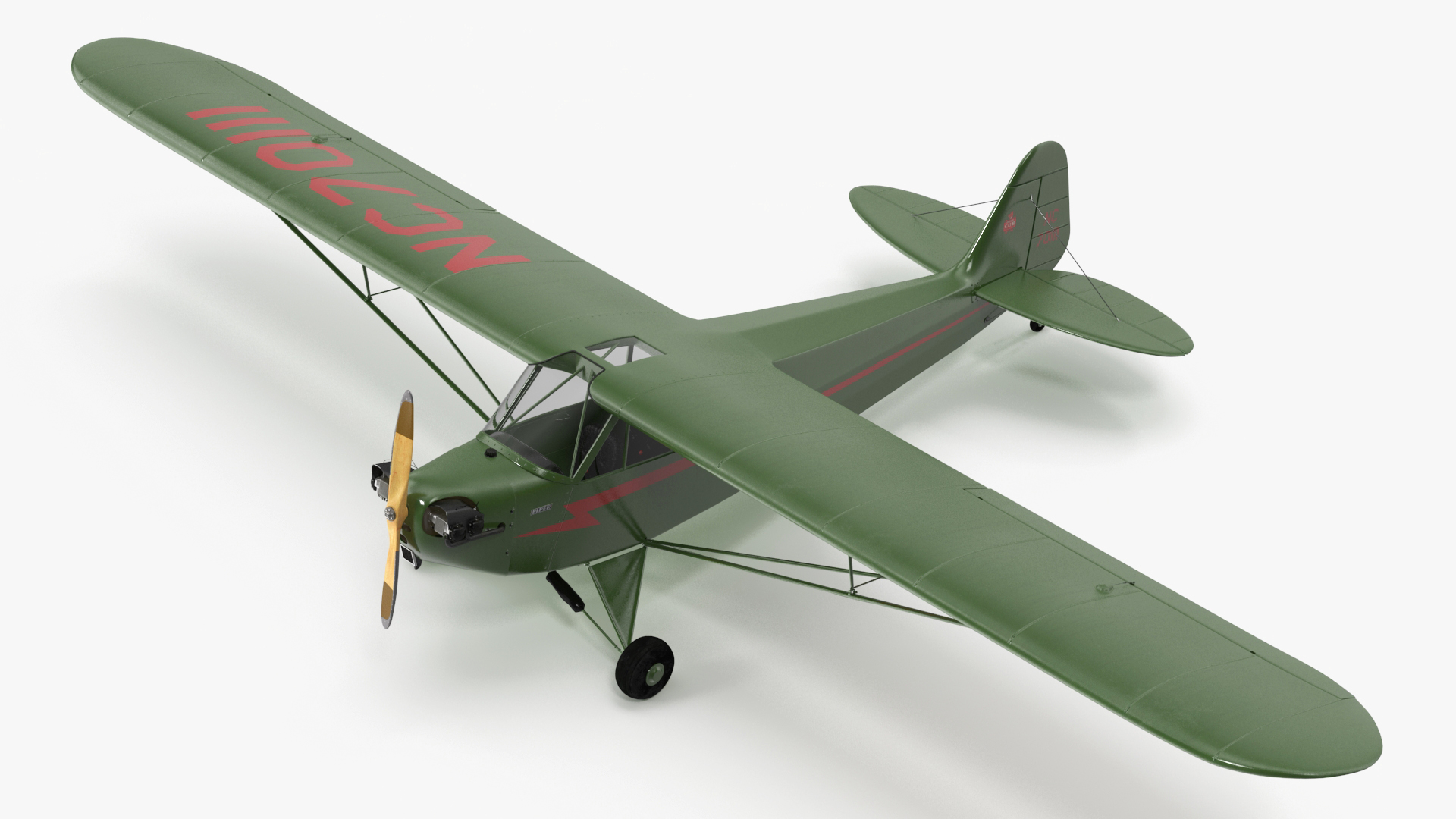 Private Aircraft Piper J-3 Rigged for Cinema 4D 3D