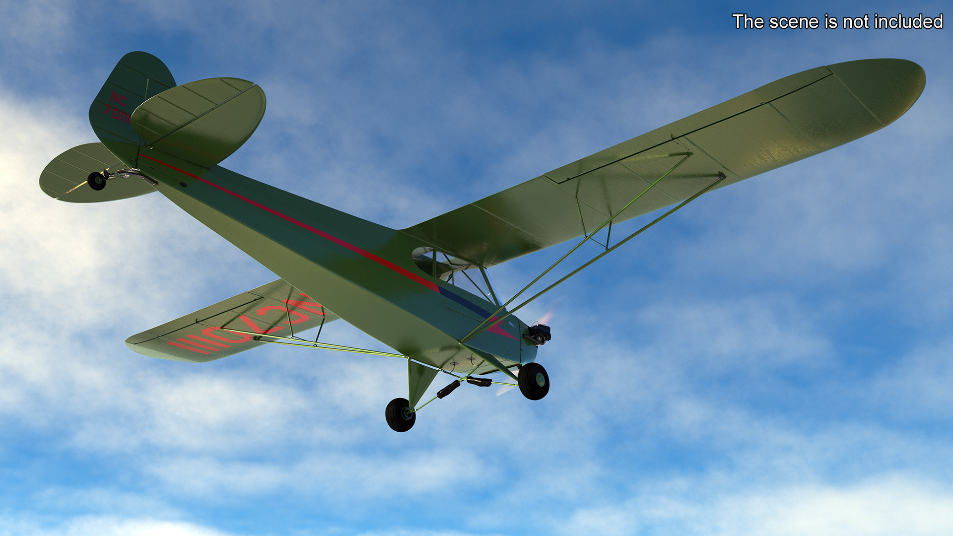 Private Aircraft Piper J-3 Rigged for Cinema 4D 3D